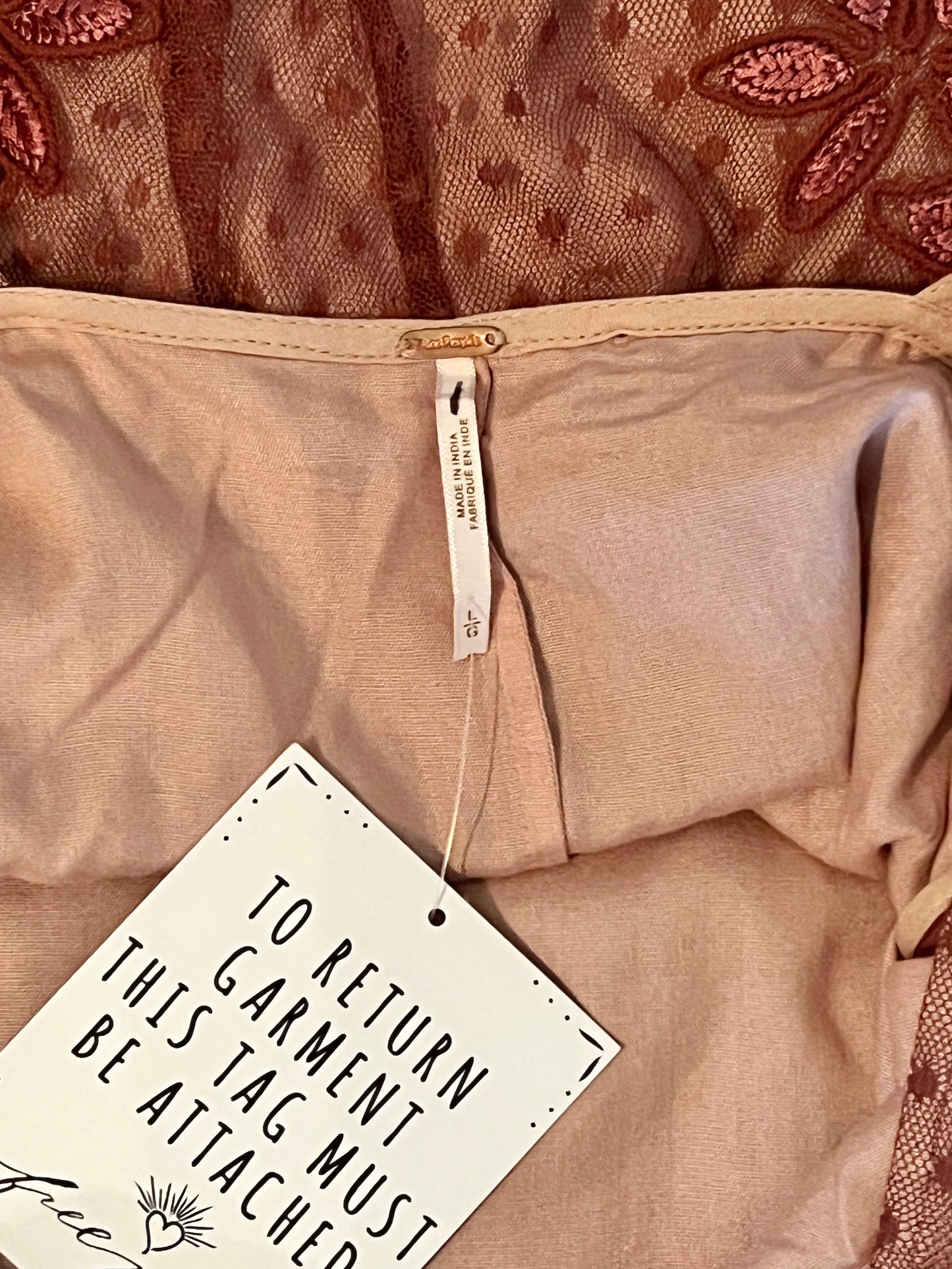 Free People Size L Sundown Mauve Lace Mini Dress