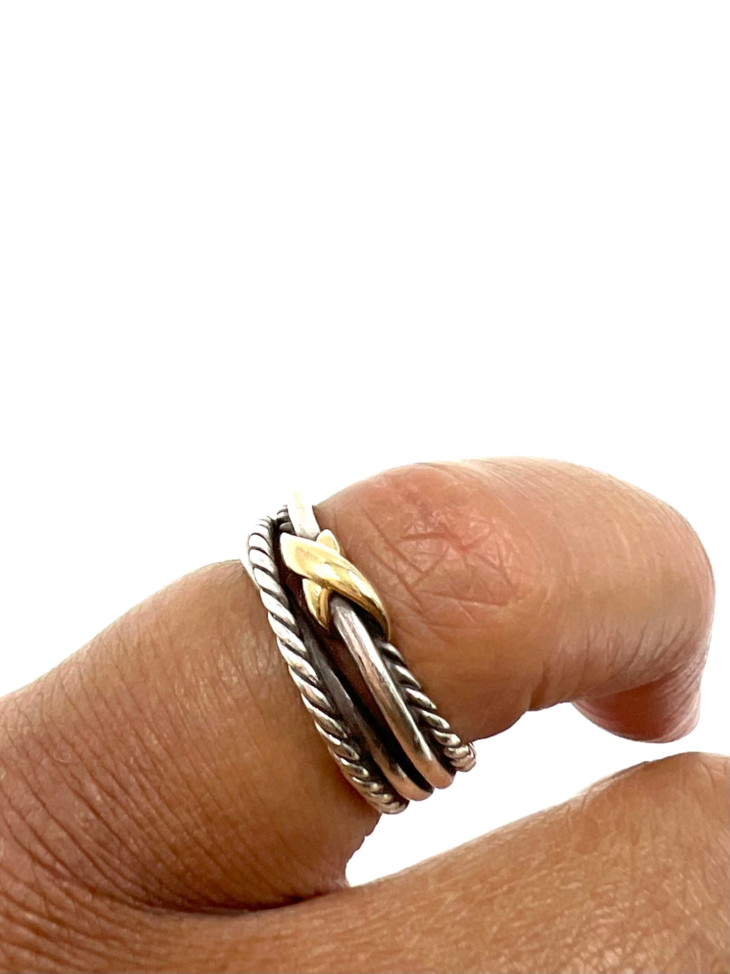 David Yurman Size 4.5 Sterling Silver 6mm X Crossover Band Ring