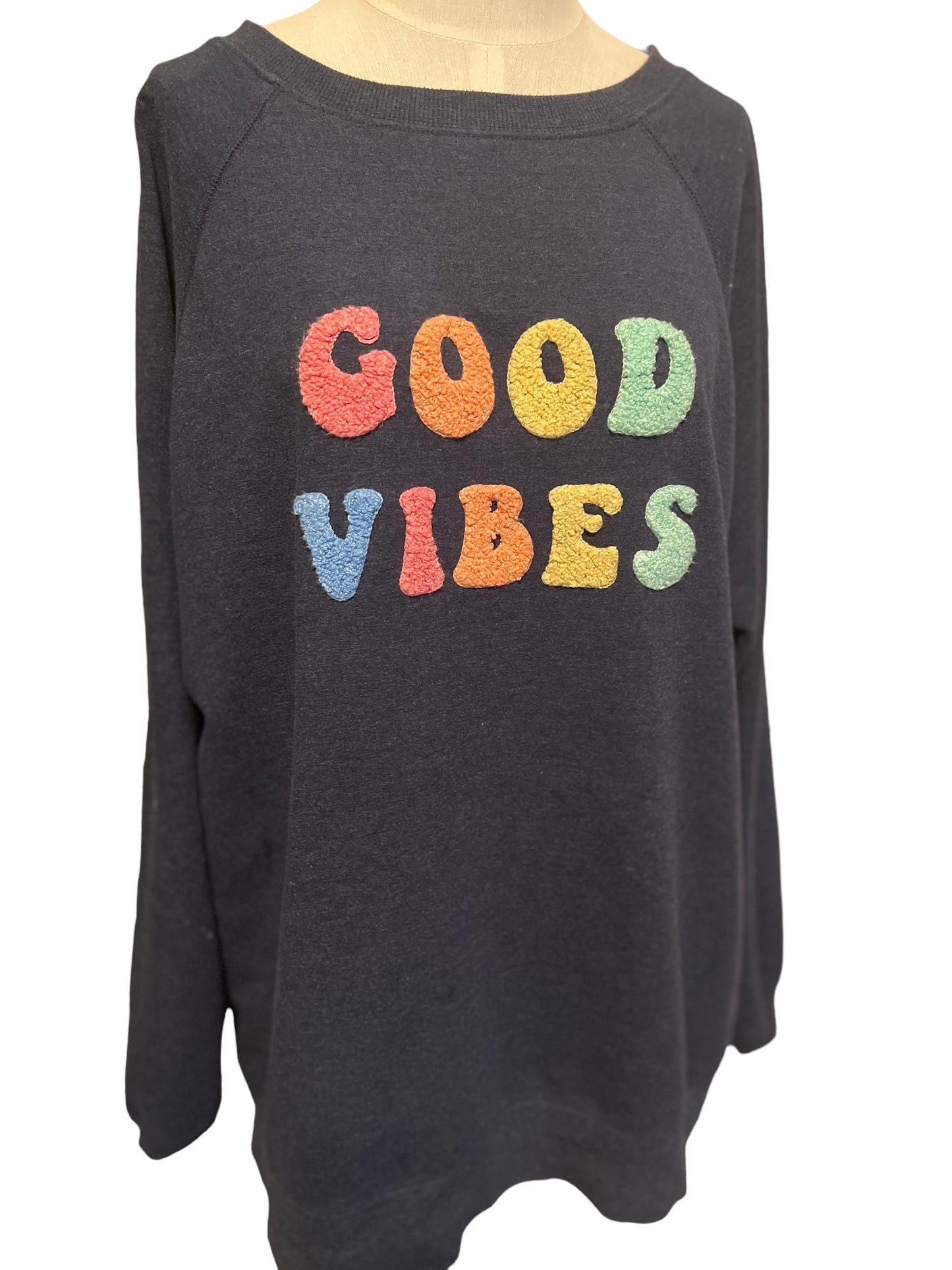 Wildfox Women's Size M Navy Good Vibes Statement Sweatshirt