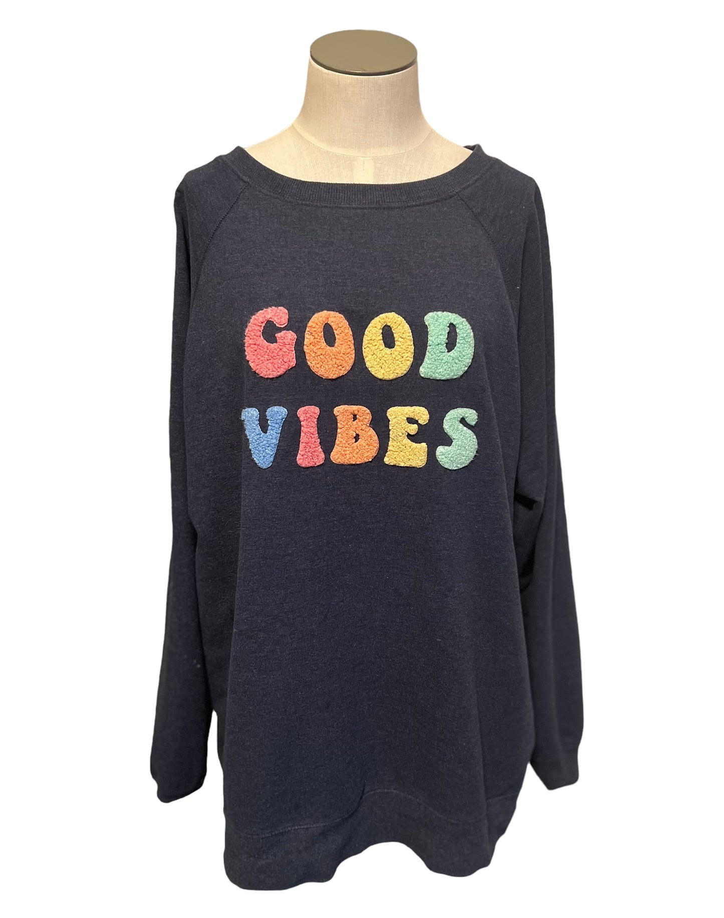 Wildfox Women's Size M Navy Good Vibes Statement Sweatshirt