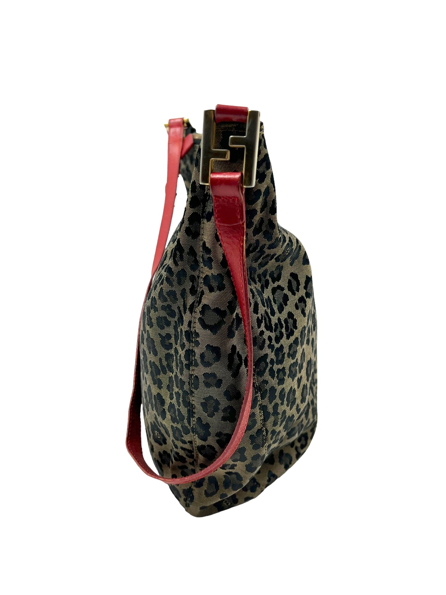 Fendi Vintage Cheetah Print Canvas Hobo Bag