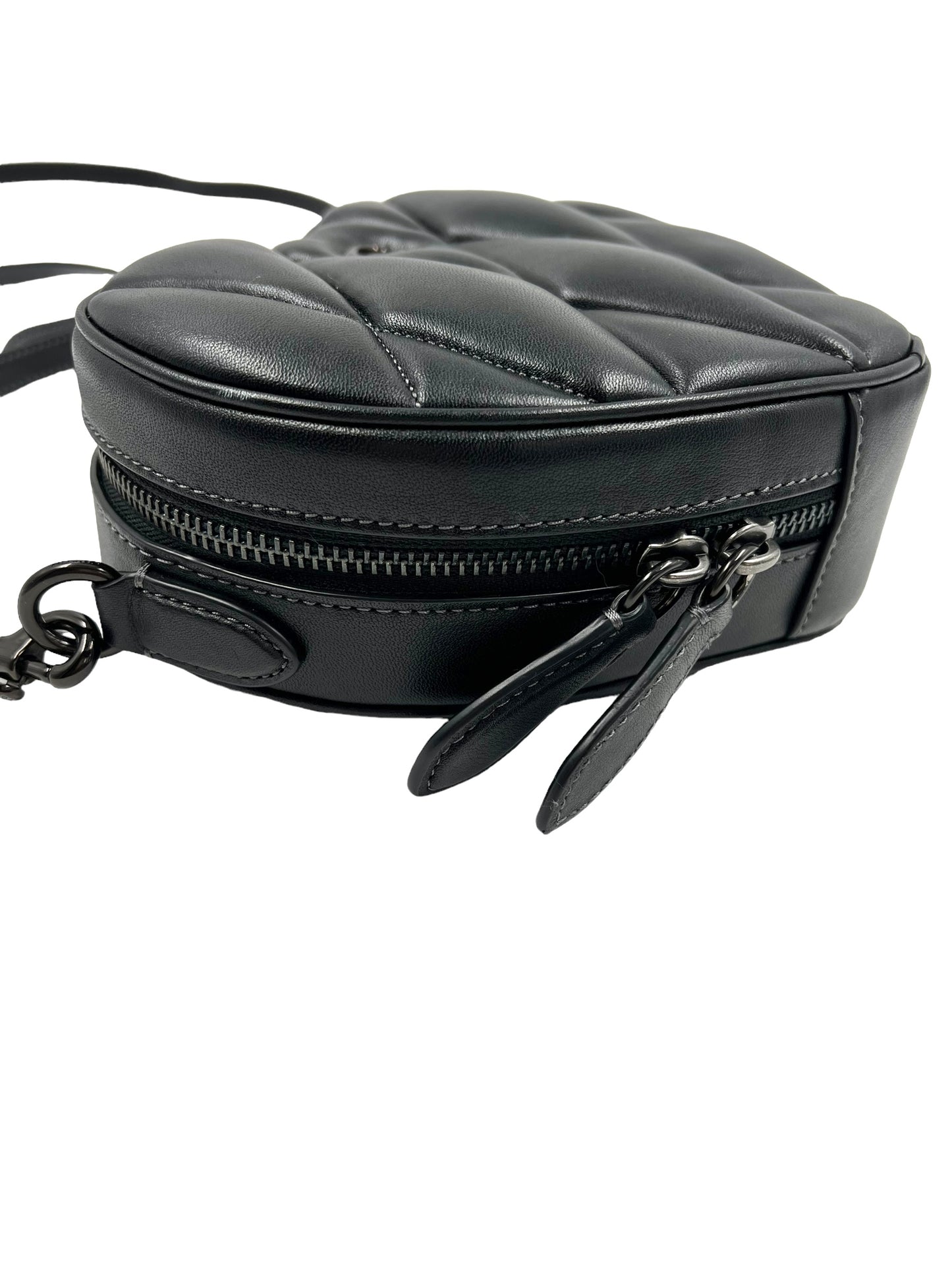 Coach Black Leather Quilted Heart Crossbody
