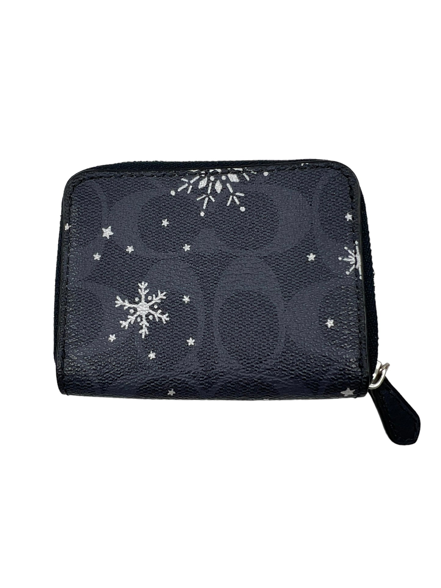 Coach Navy Small Signature Canvas Snowflake Print Trifold Wallet