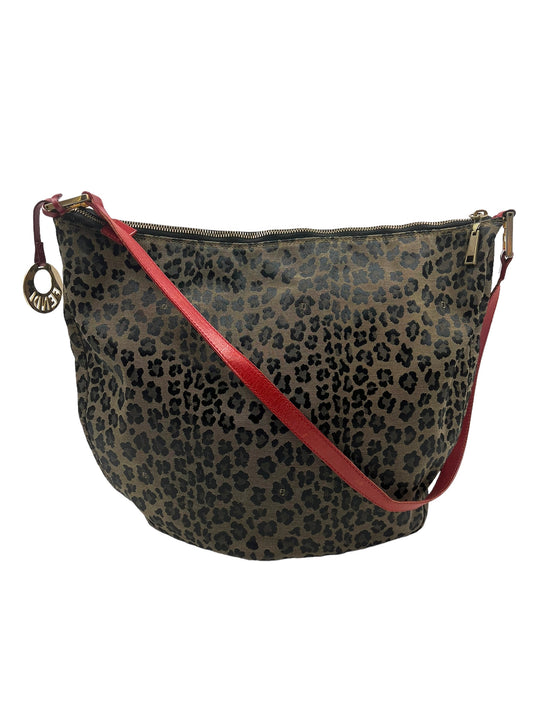 Fendi Vintage Cheetah Print Canvas Hobo Bag