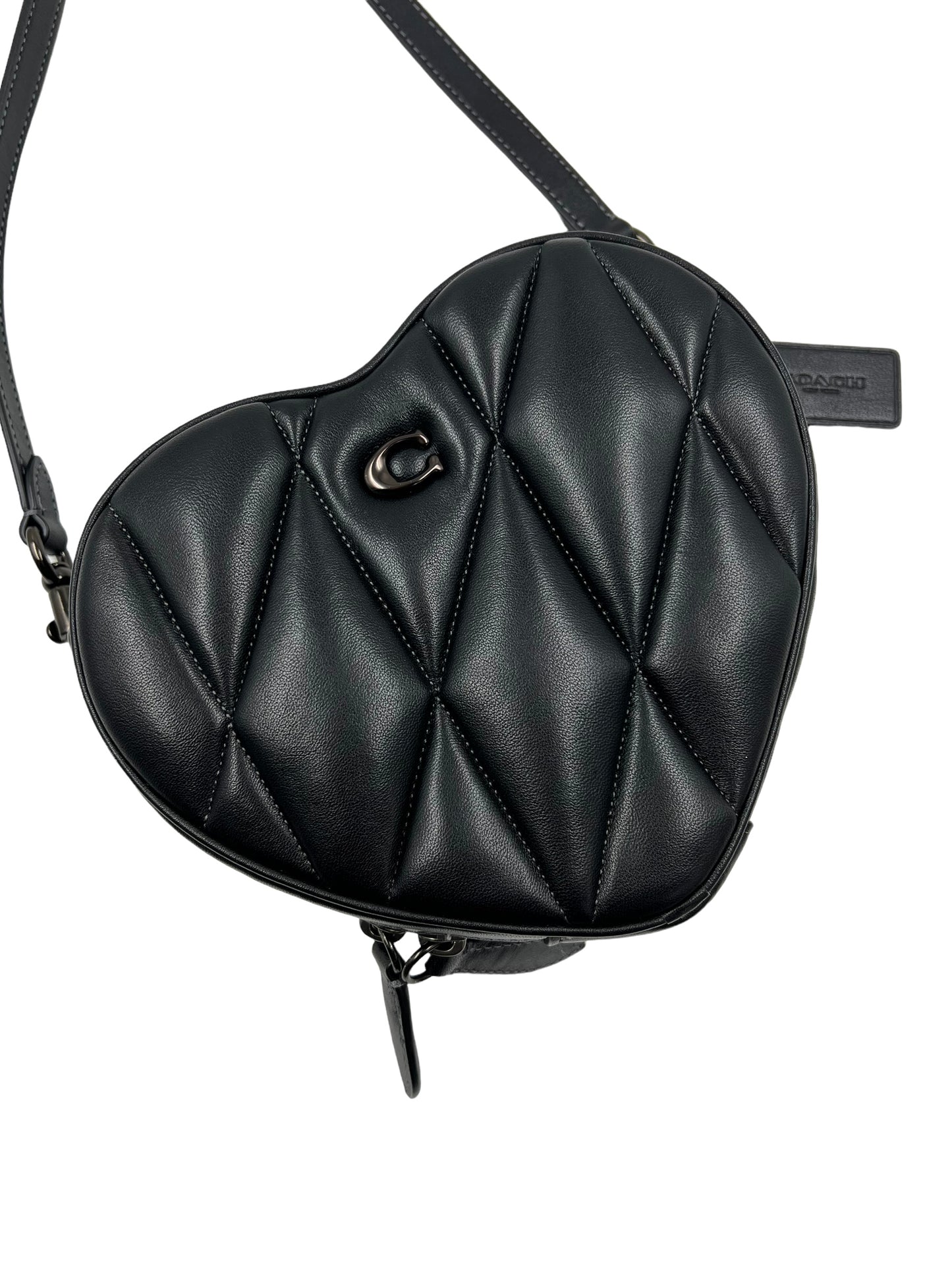 Coach Black Leather Quilted Heart Crossbody