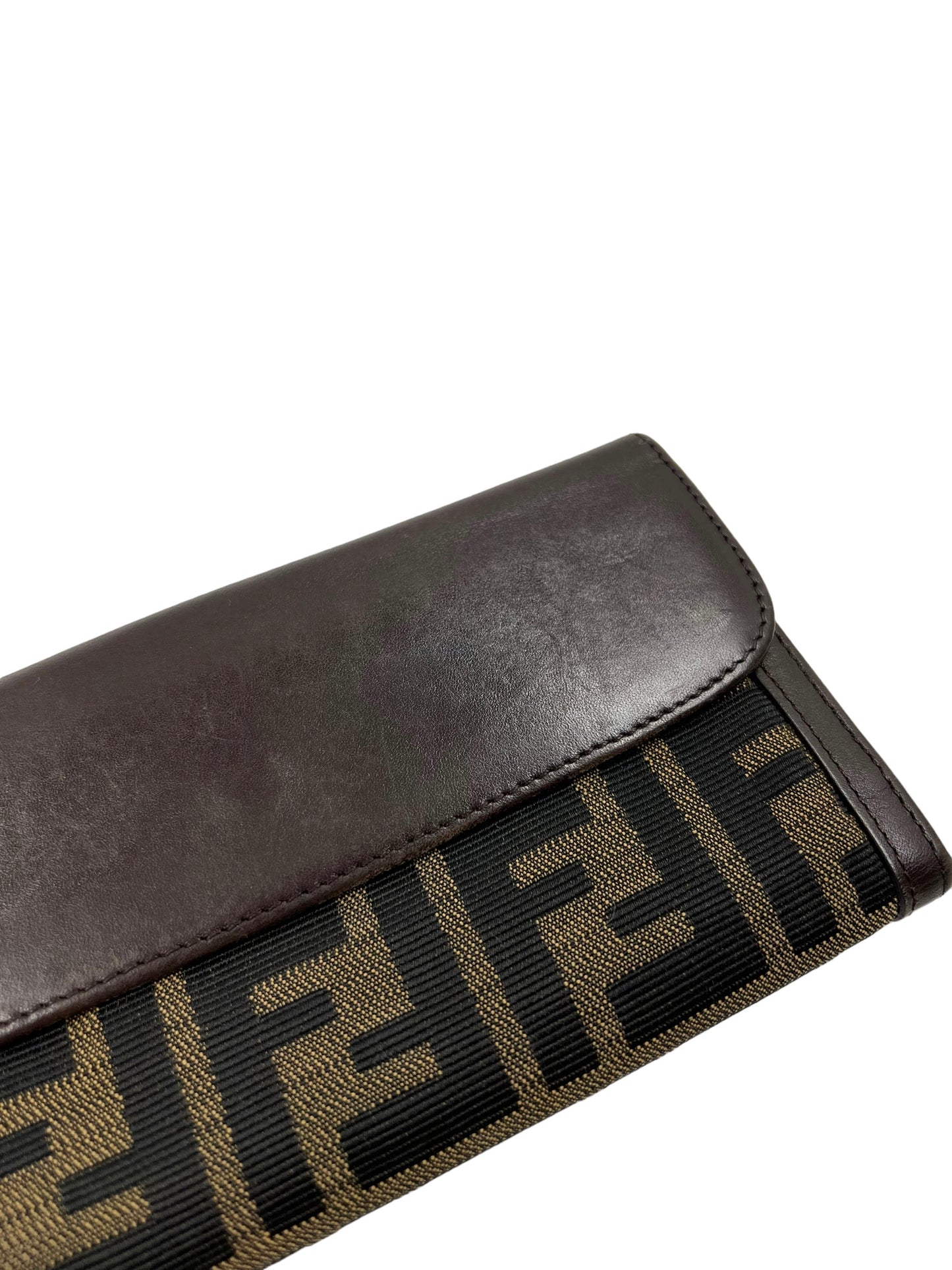 Fendi Zucca Print Canvas Leather Front Flap Wallet