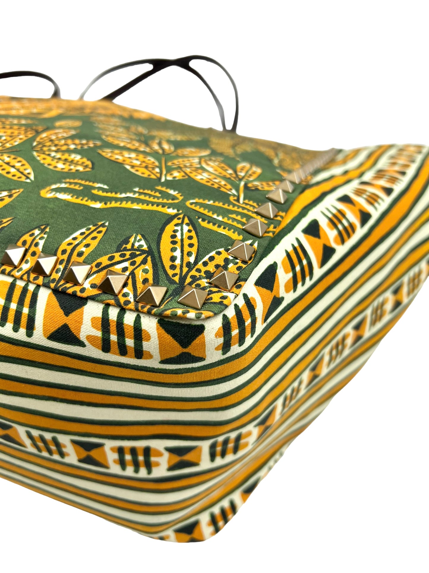 Valentino Garavani RARE Brown Leather Reversible Primitive Animal Elephant Studded Rockstud Tote