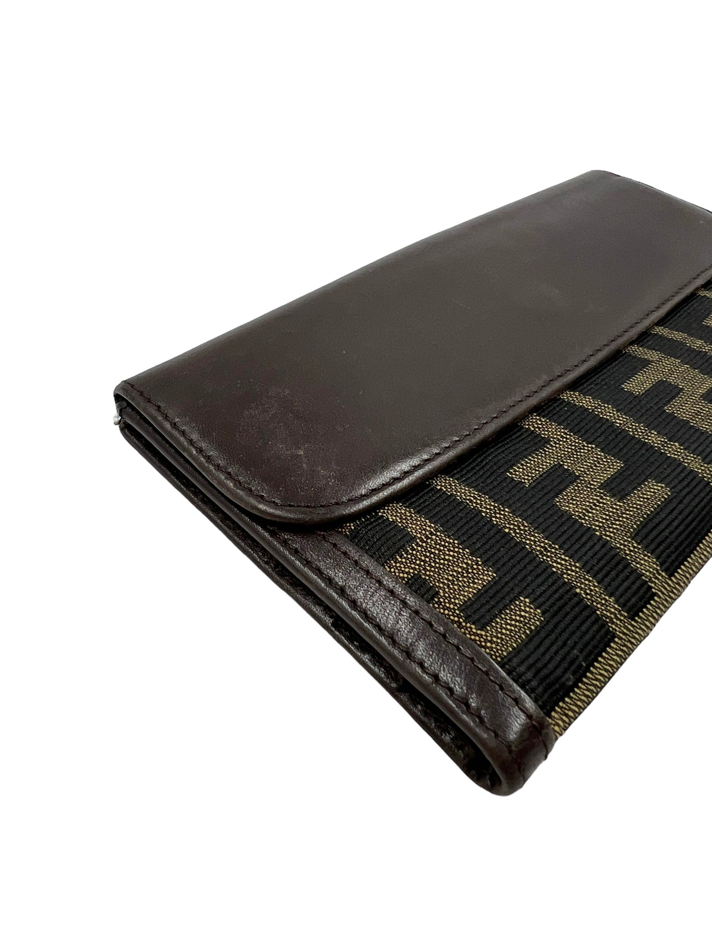 Fendi Zucca Print Canvas Leather Front Flap Wallet