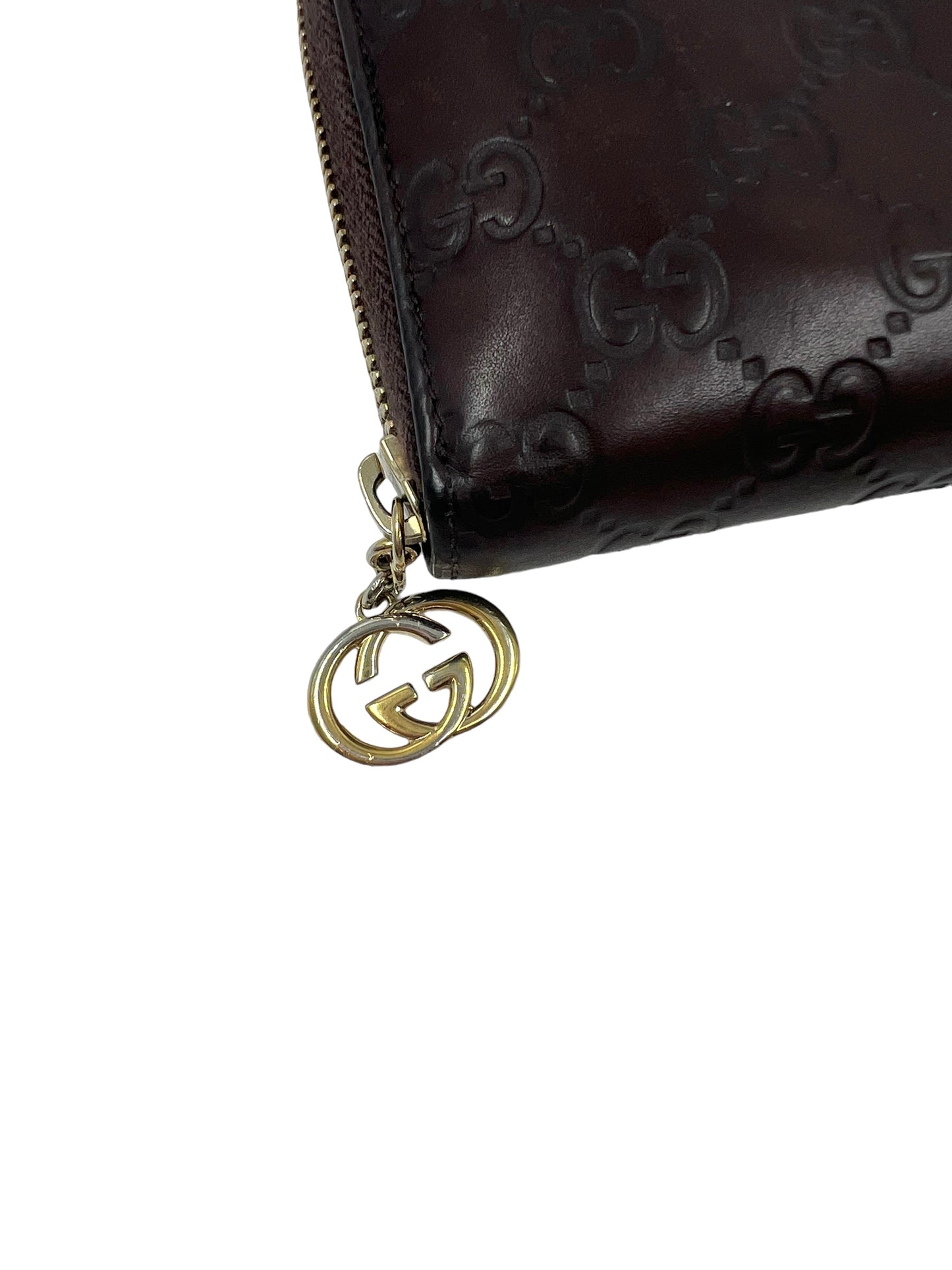 Gucci Brown Leather Guccissima Continental Zip Around Wallet