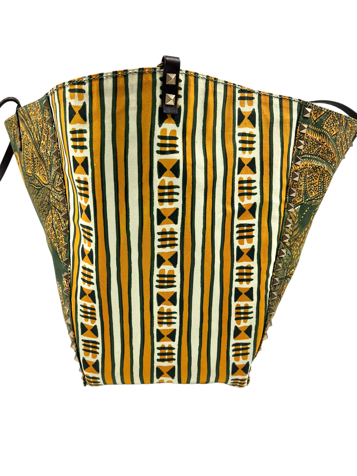 Valentino Garavani RARE Brown Leather Reversible Primitive Animal Elephant Studded Rockstud Tote