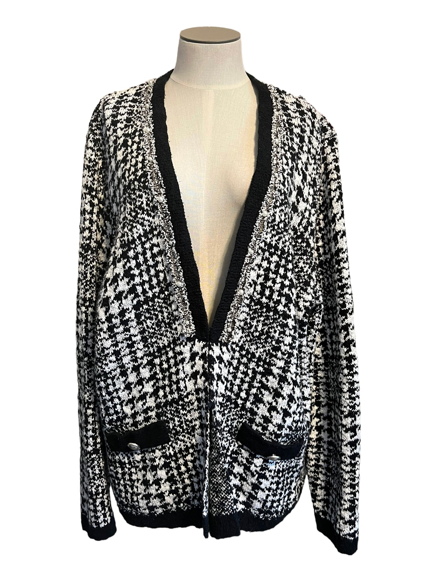 Chico's Size XL Black Tweed Cardigan