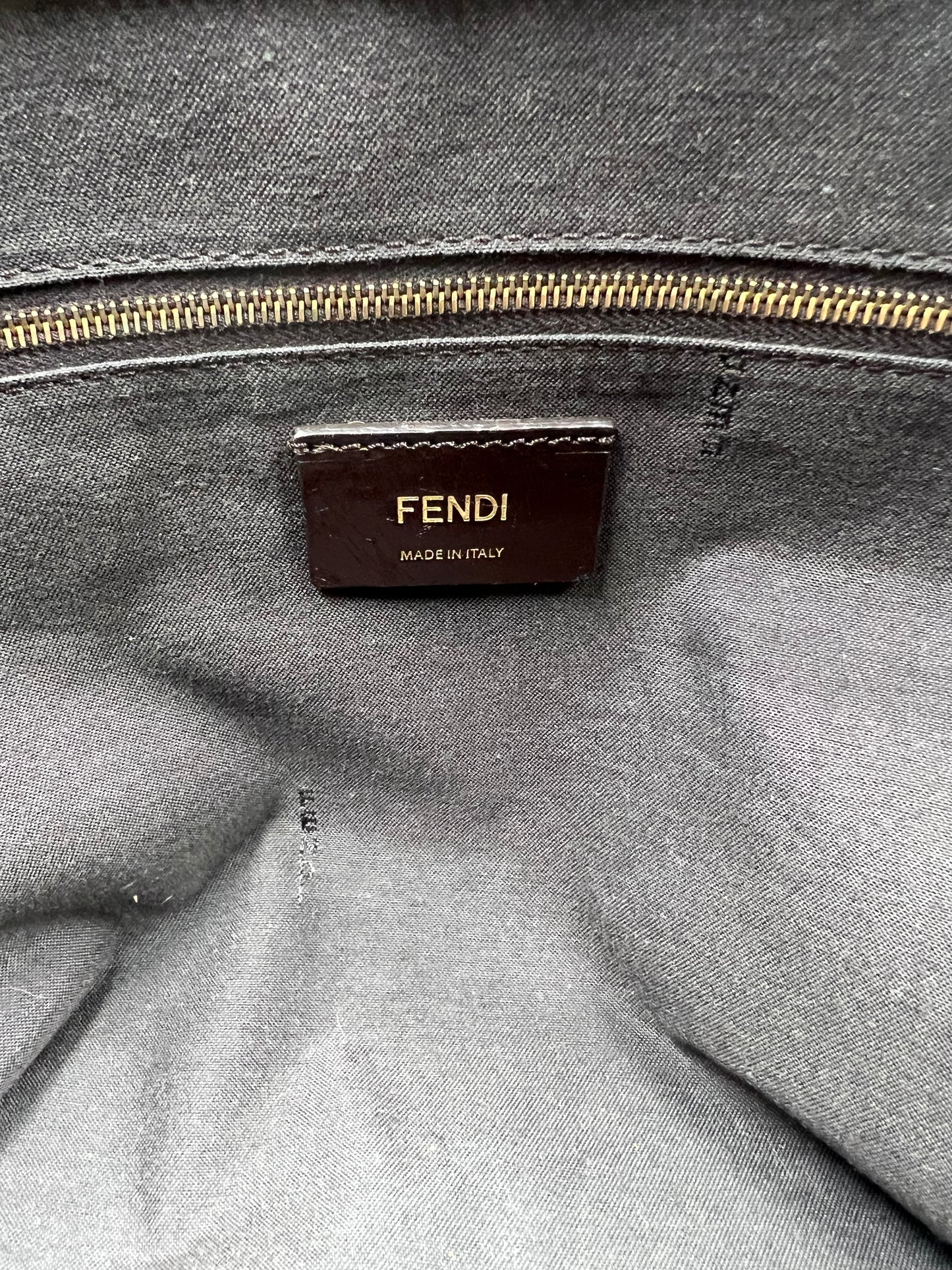 Fendi Turquoise Pequin Stripe Roll Tote