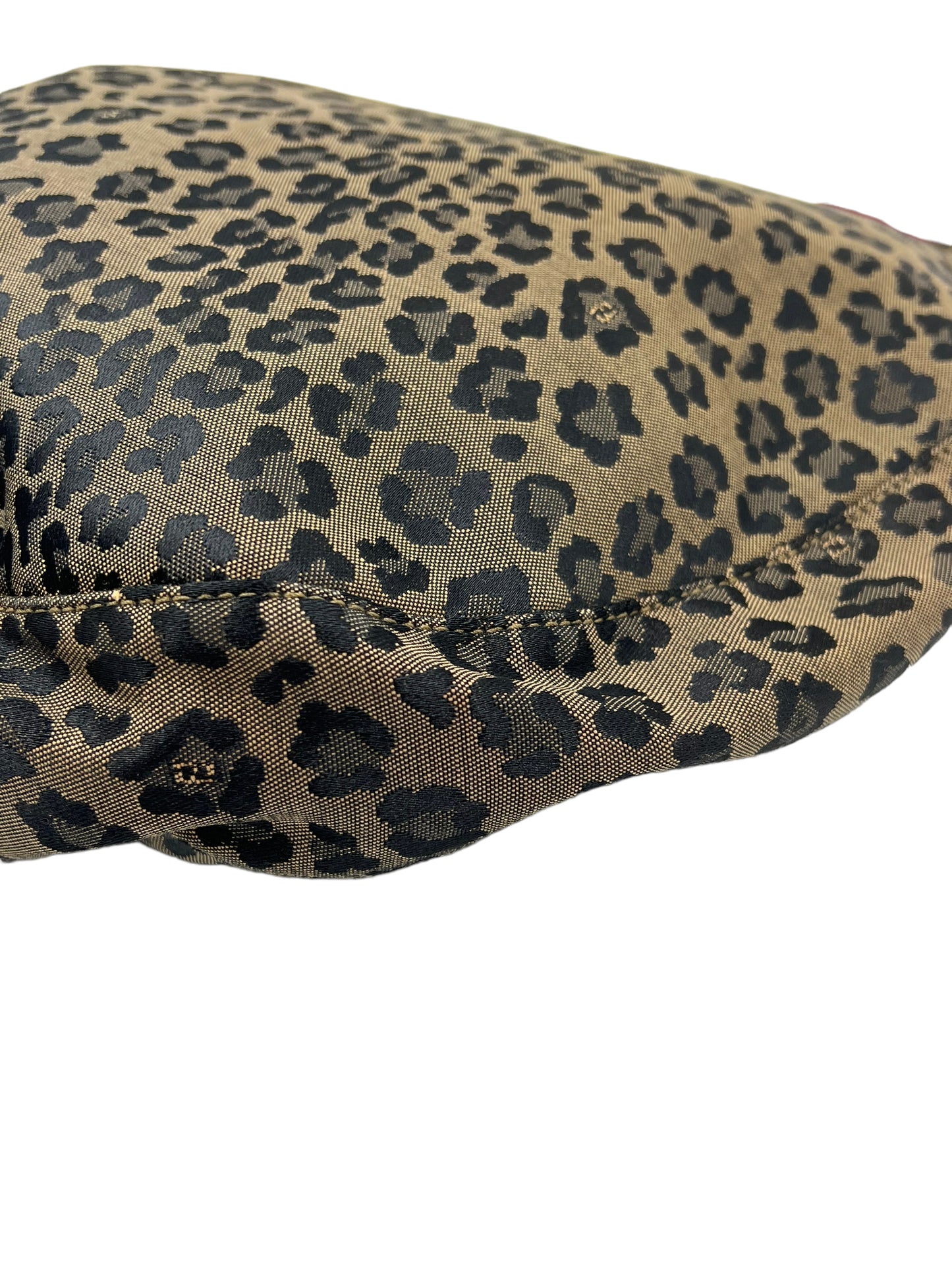 Fendi Vintage Cheetah Print Canvas Hobo Bag