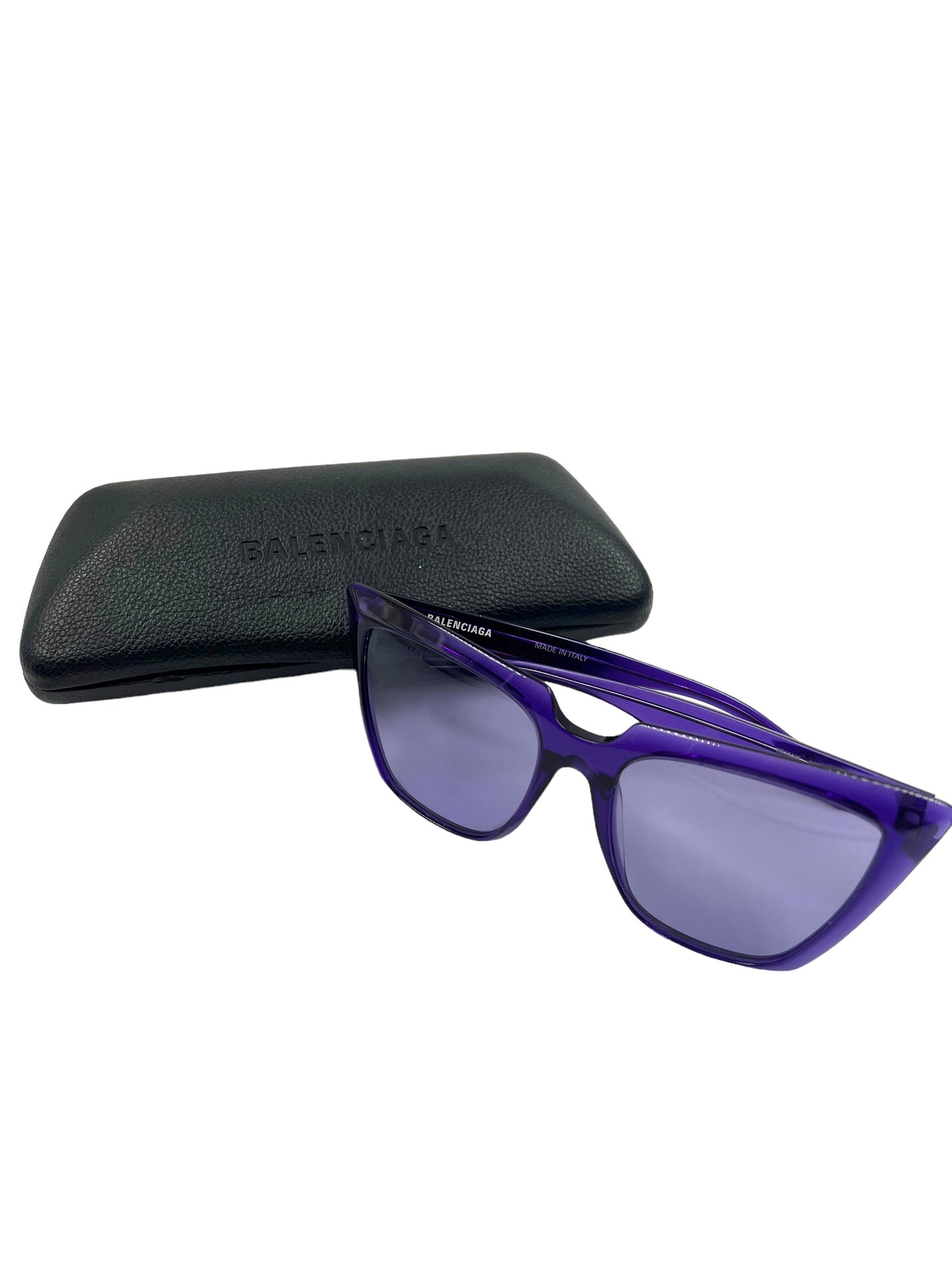 Balenciaga BB0046S 55mm Purple Squared Cat Eye Sunglasses