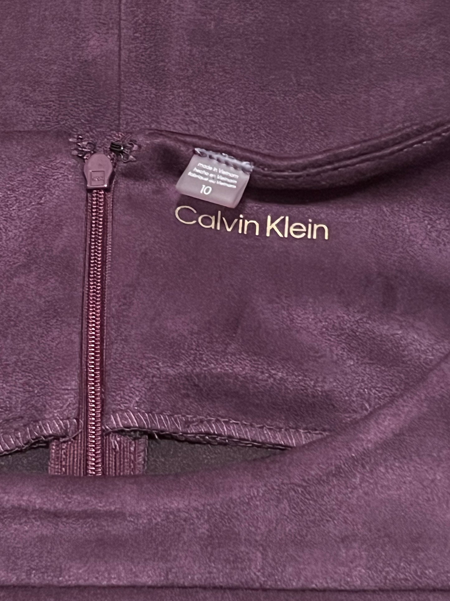 Calvin Klein Size 10 Purple Faux Suede Shift Dress