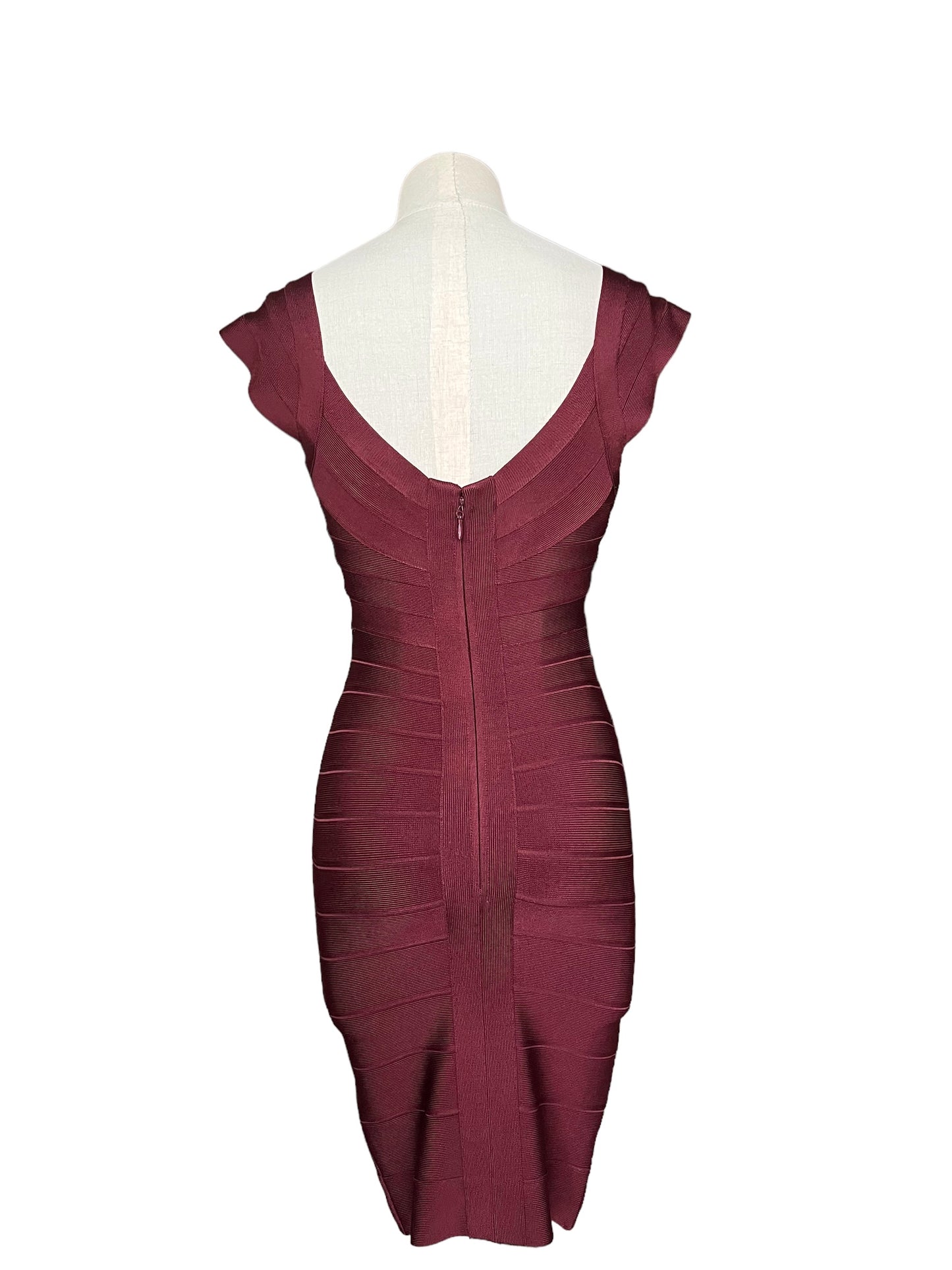 Herve Leger Size S Nannette Burgundy Bandage Dress