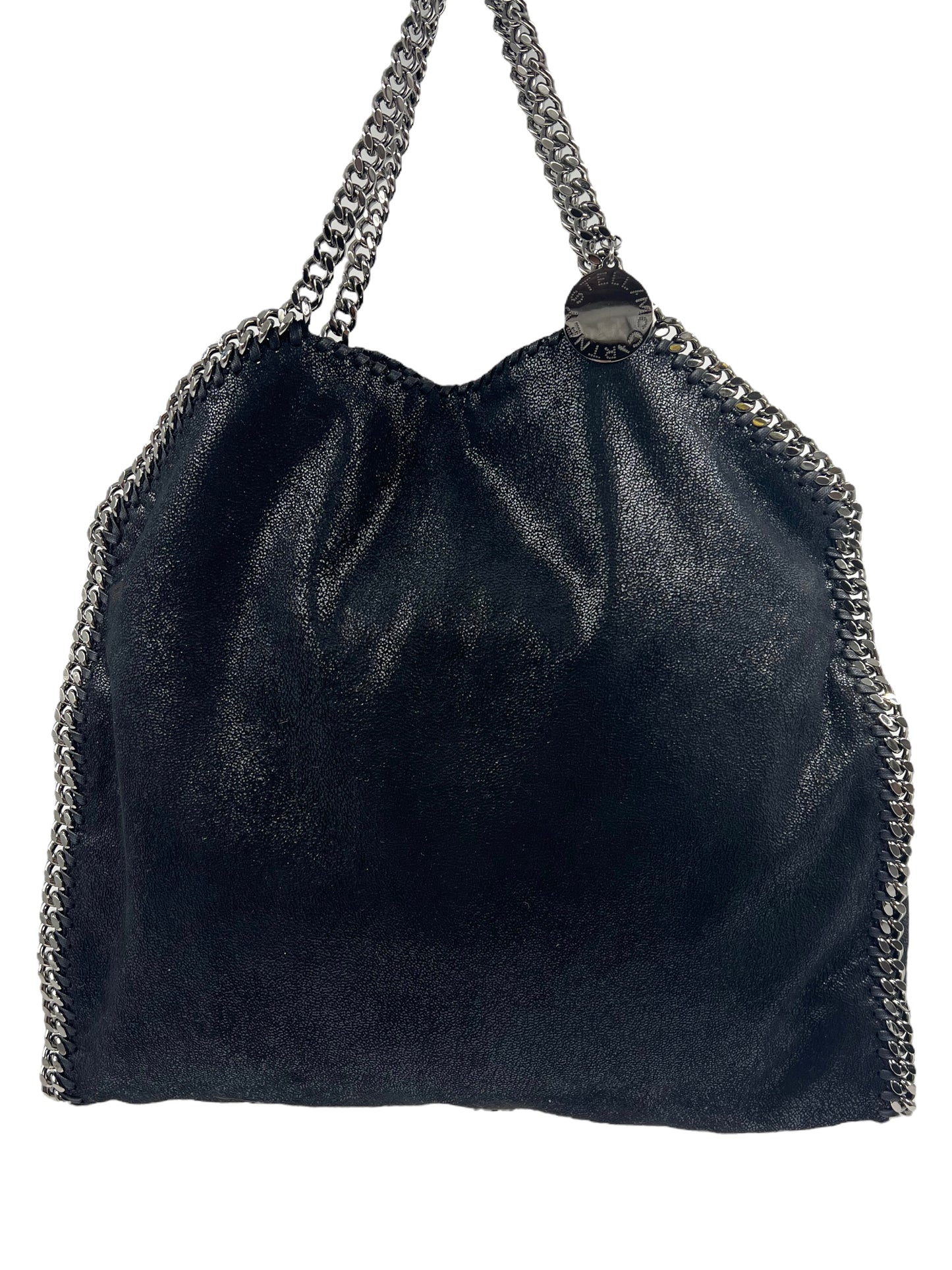 Stella McCartney Black Vegan Leather Three Chain Falabella Bag