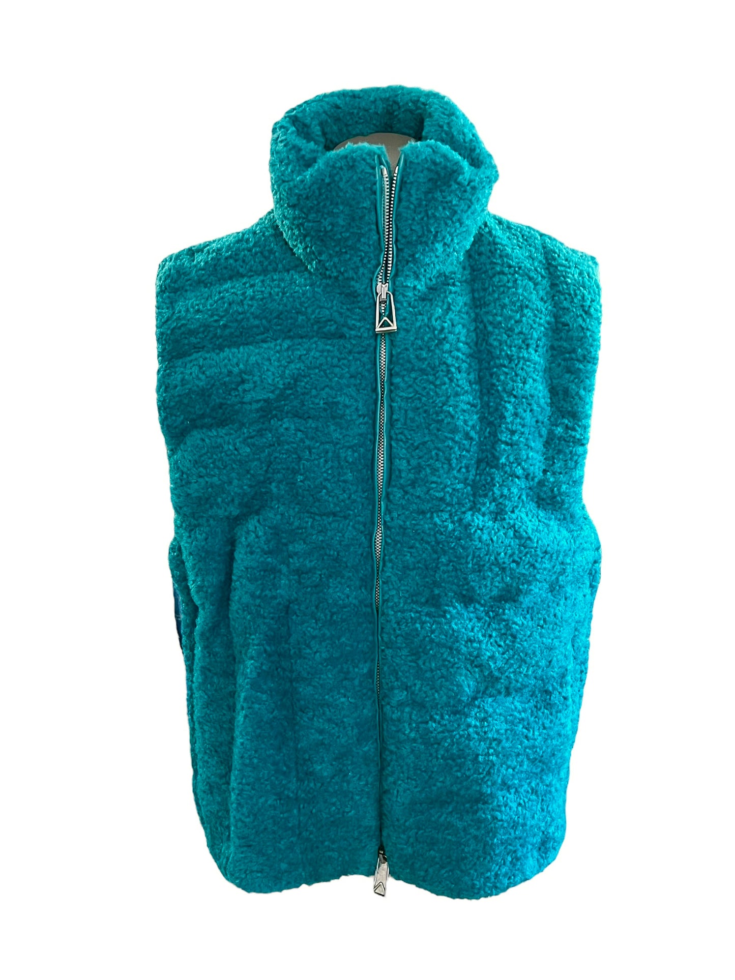 Bottega Veneta Size L Teal Shearling Vest