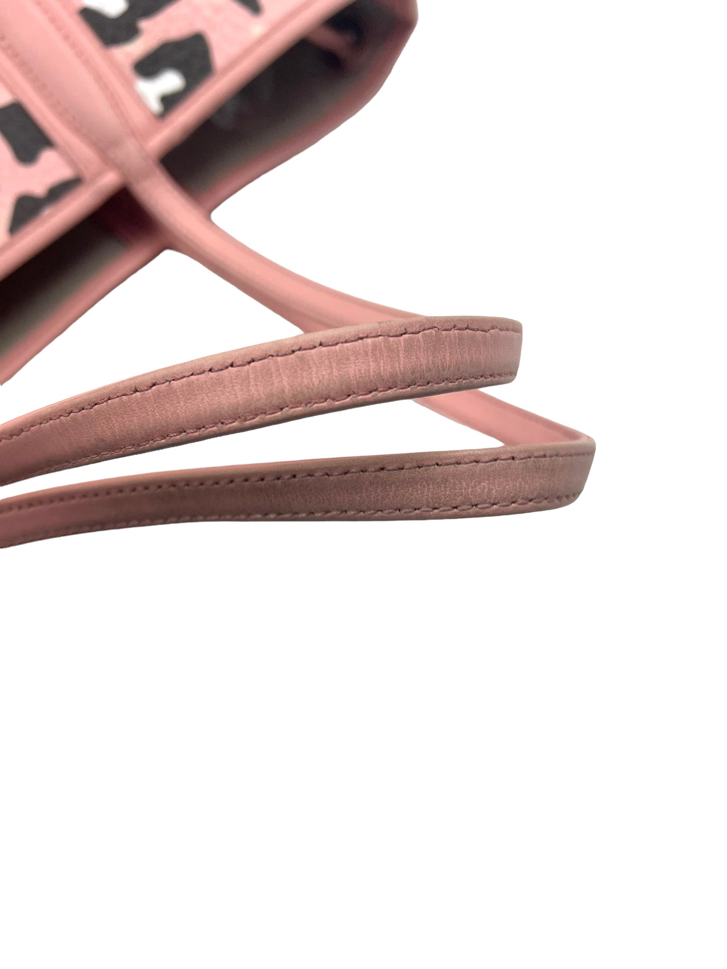 MCM Pink Leopard Print Medium Aren Shopper Tote