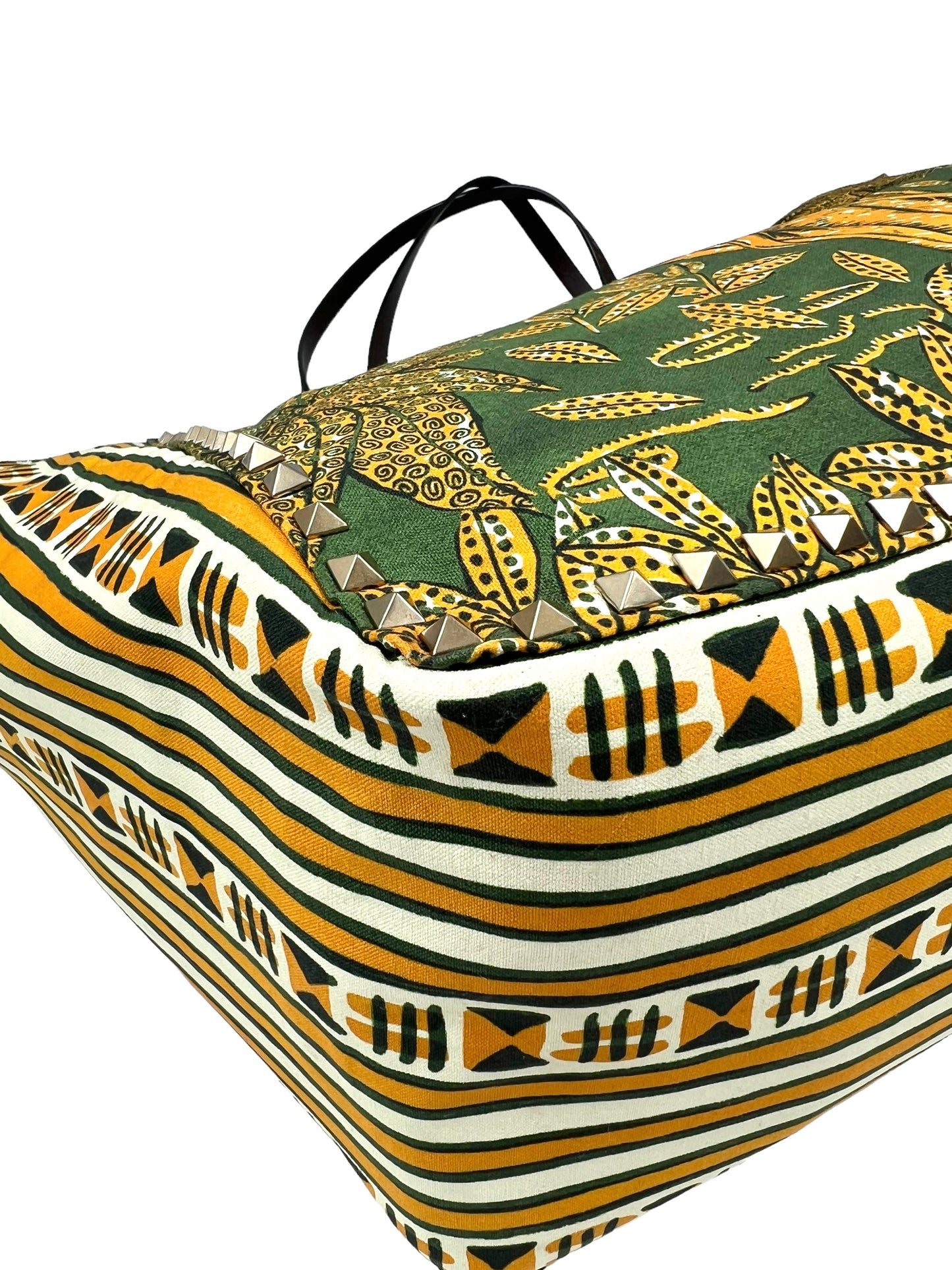 Valentino Garavani RARE Brown Leather Reversible Primitive Animal Elephant Studded Rockstud Tote