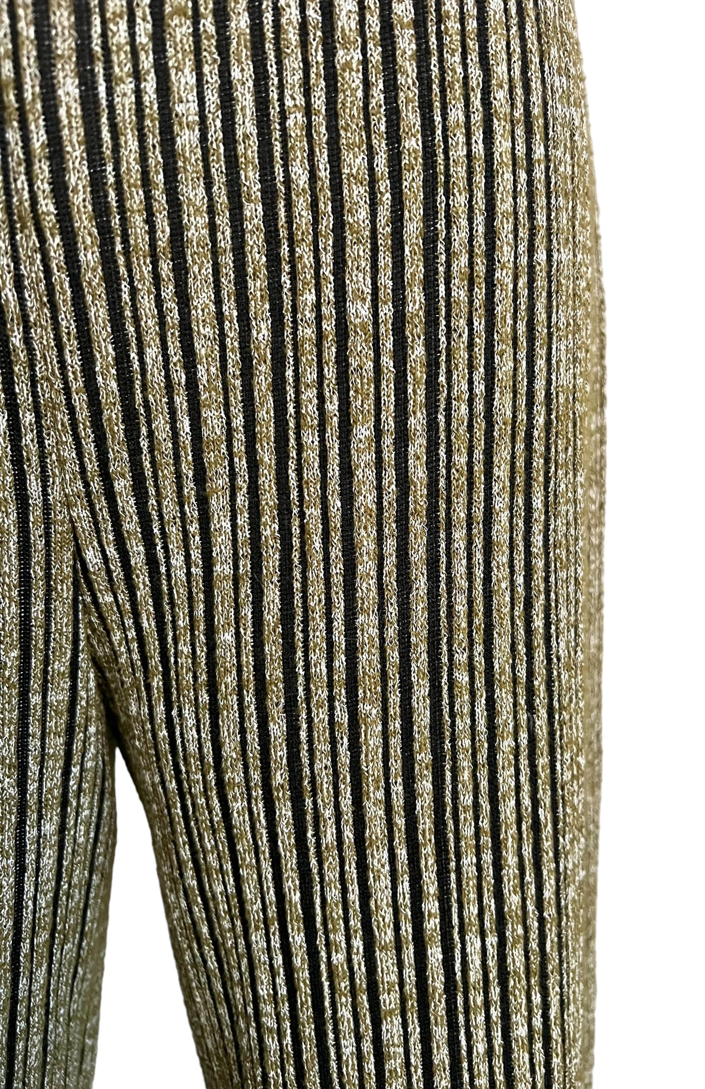 Rag & Bone Size L Gold/Black Raimi Ribbed Knit Flare Leg Pants