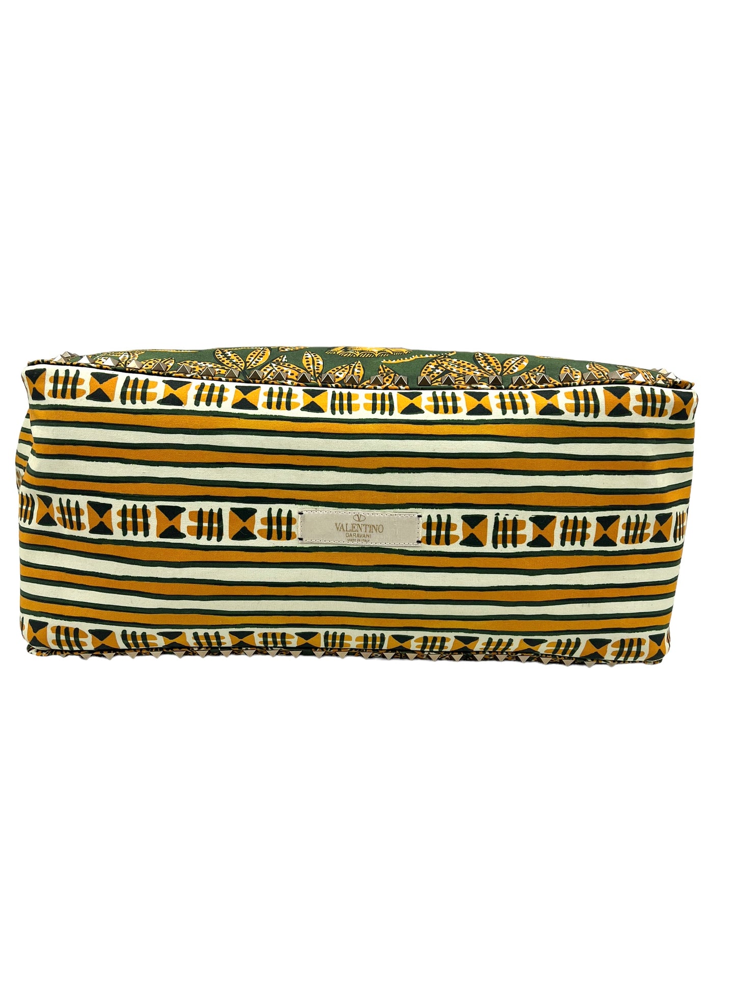 Valentino Garavani RARE Brown Leather Reversible Primitive Animal Elephant Studded Rockstud Tote