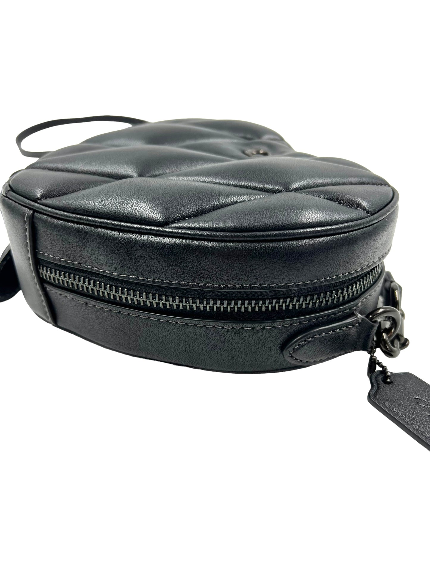 Coach Black Leather Quilted Heart Crossbody