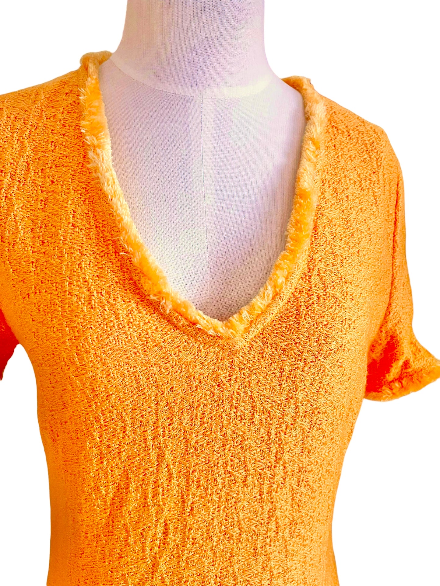 St. John Size 6 Marigold Caris Fringe Knit Dress