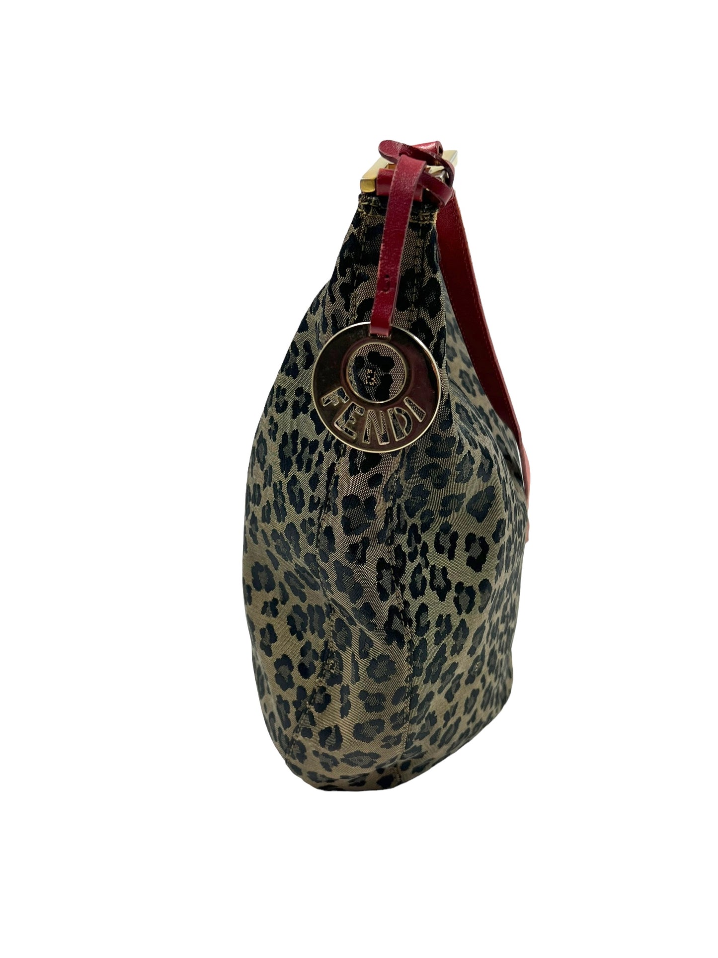 Fendi Vintage Cheetah Print Canvas Hobo Bag