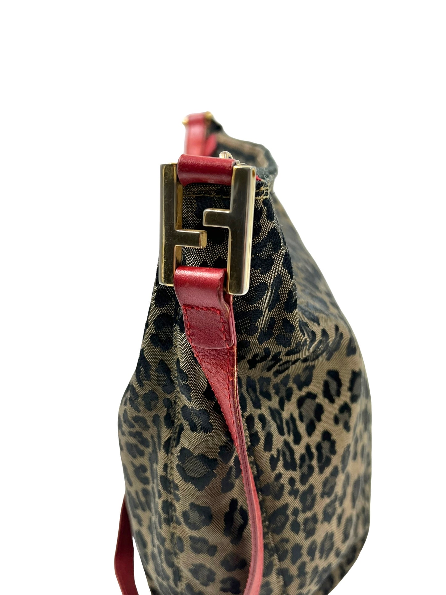 Fendi Vintage Cheetah Print Canvas Hobo Bag