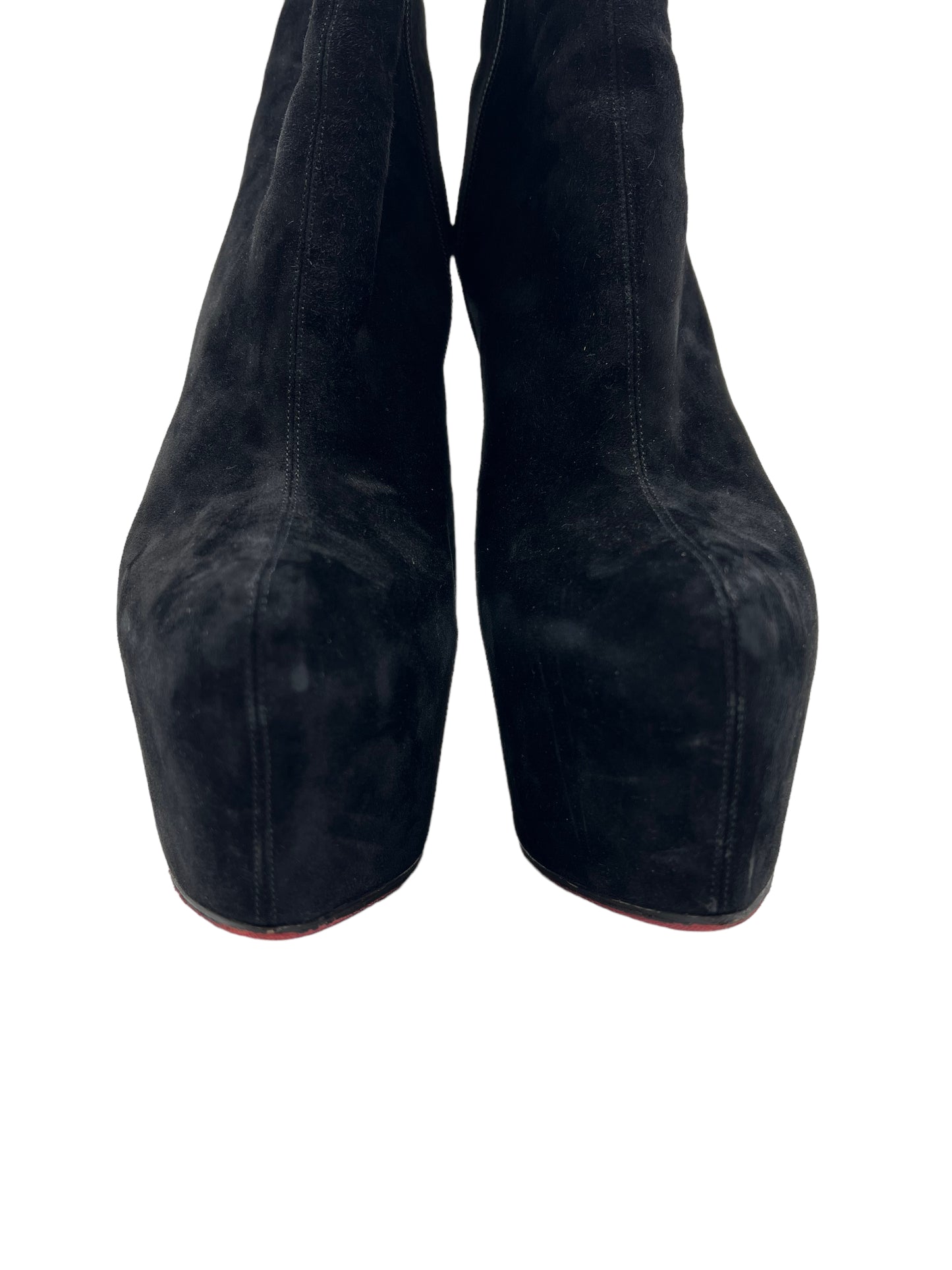 Christian Louboutin Size 40 Black Suede Daf Booty 160 Booties