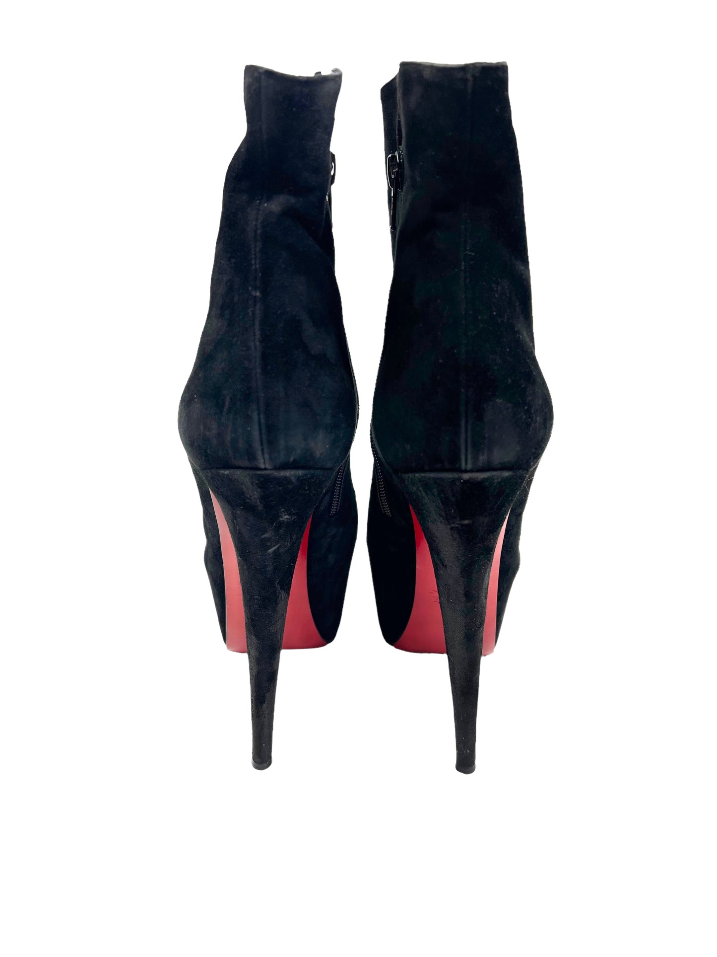 Christian Louboutin Size 40 Black Suede Daf Booty 160 Booties