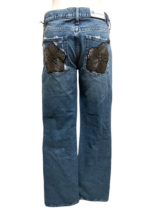 7 For All Mankind Size 28 Maribel Original Bootcut Low Rise Embellished Jeans