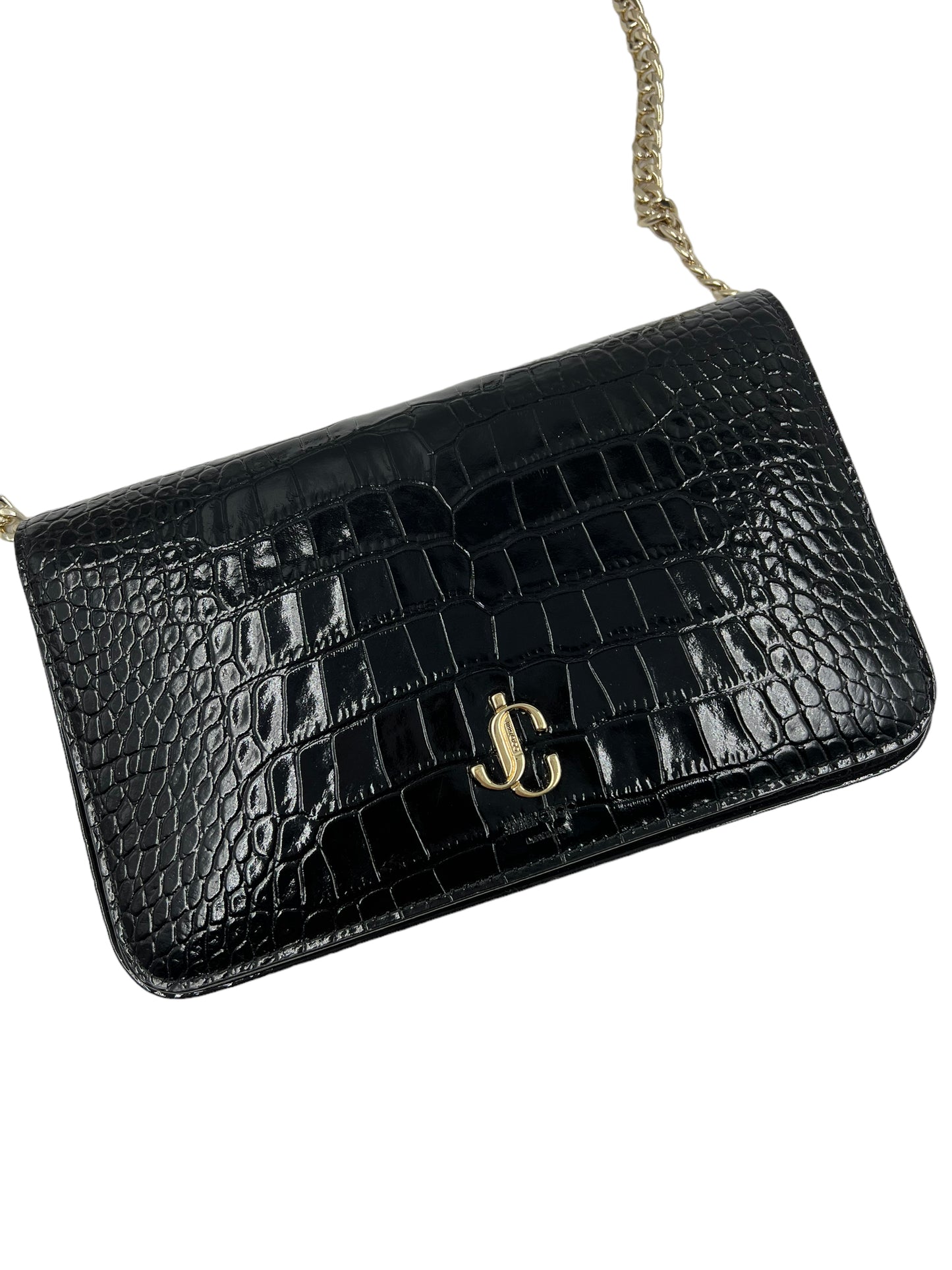 Jimmy Choo Black Croc Embossed Palace Mini Bag