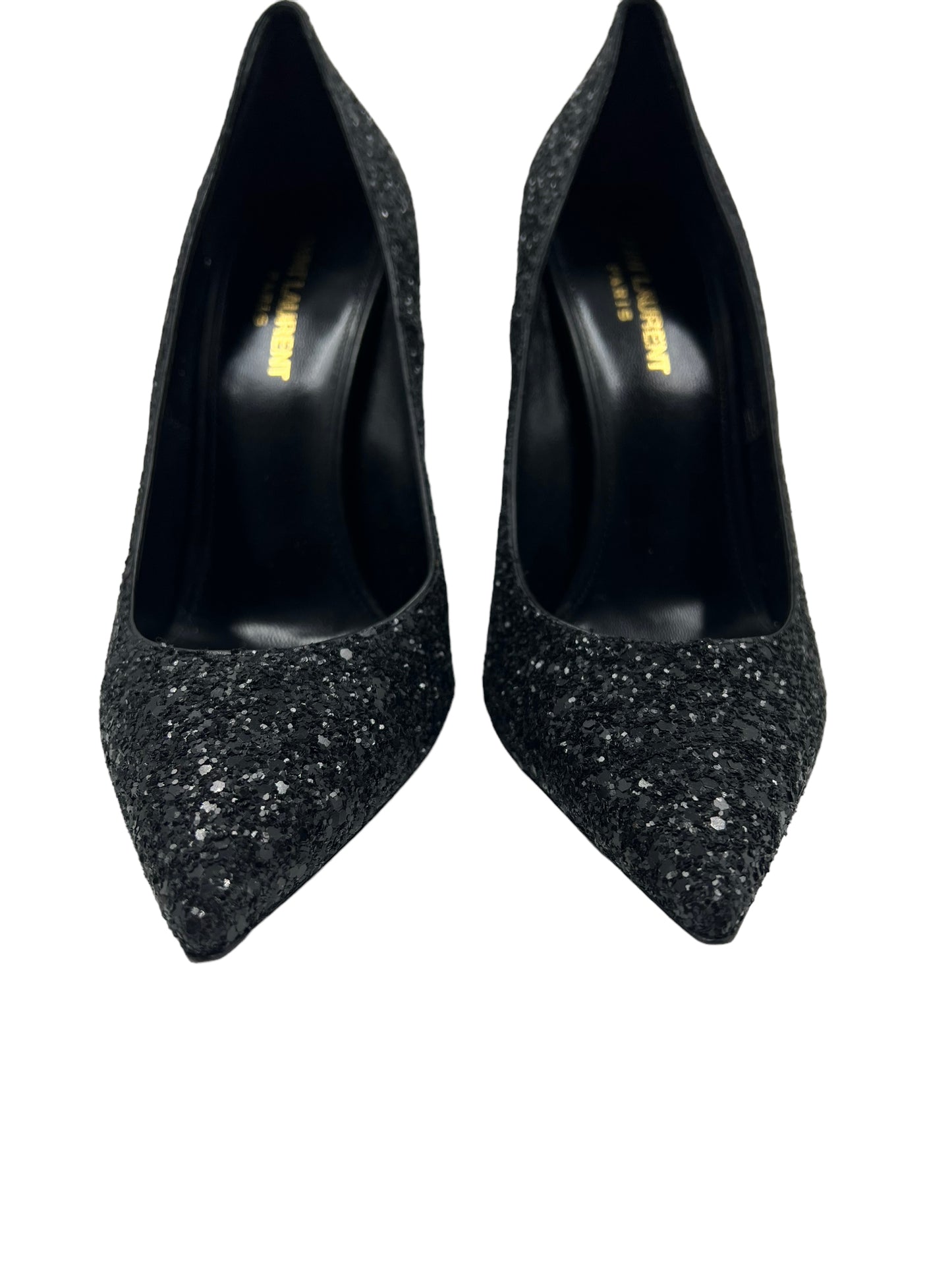 Saint Laurent Size 39 Black Glitter Opyum 110 Heels