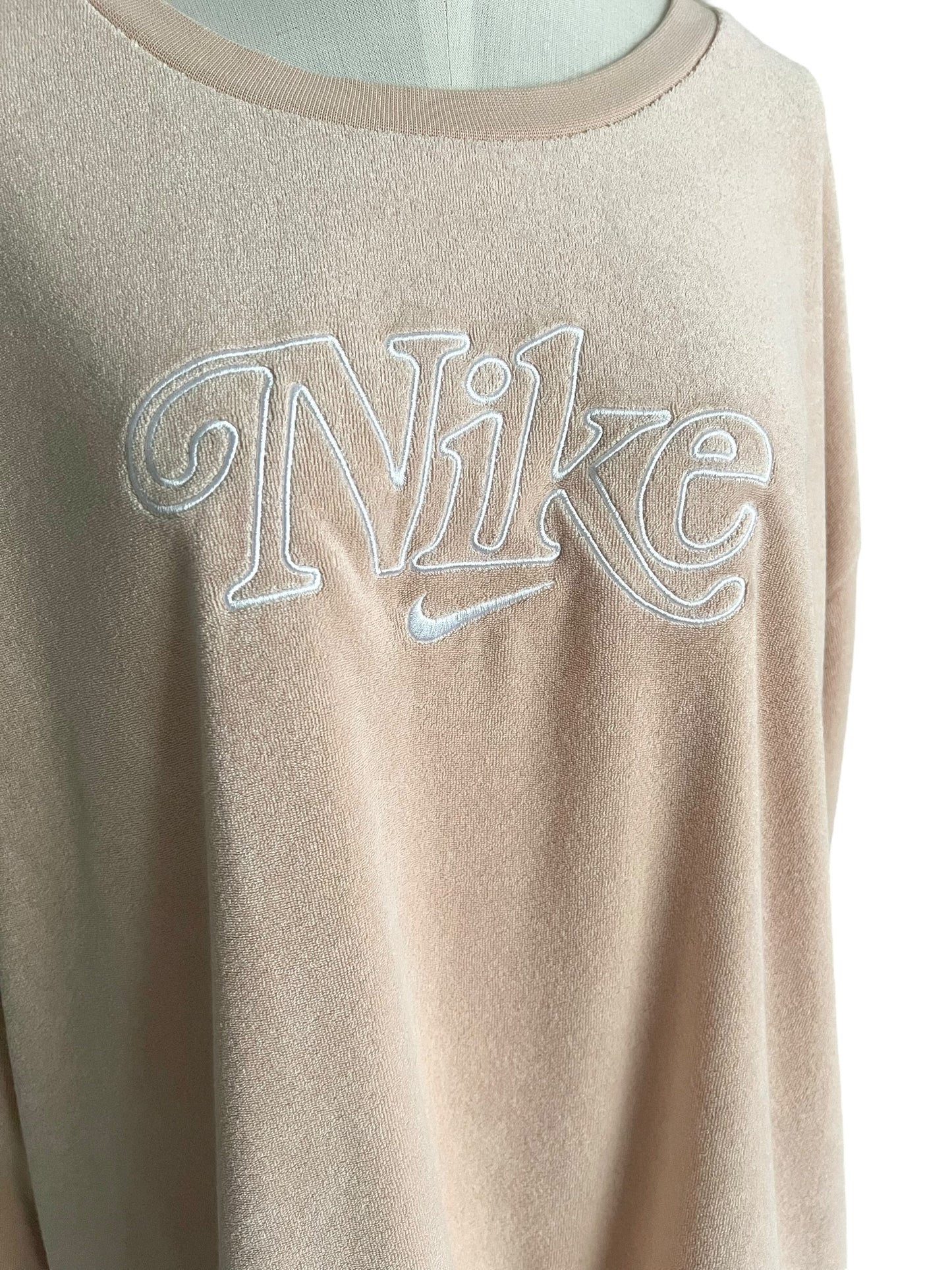 Nike Women’s Size 3X Beige Velour Logo Sweatshirt Top