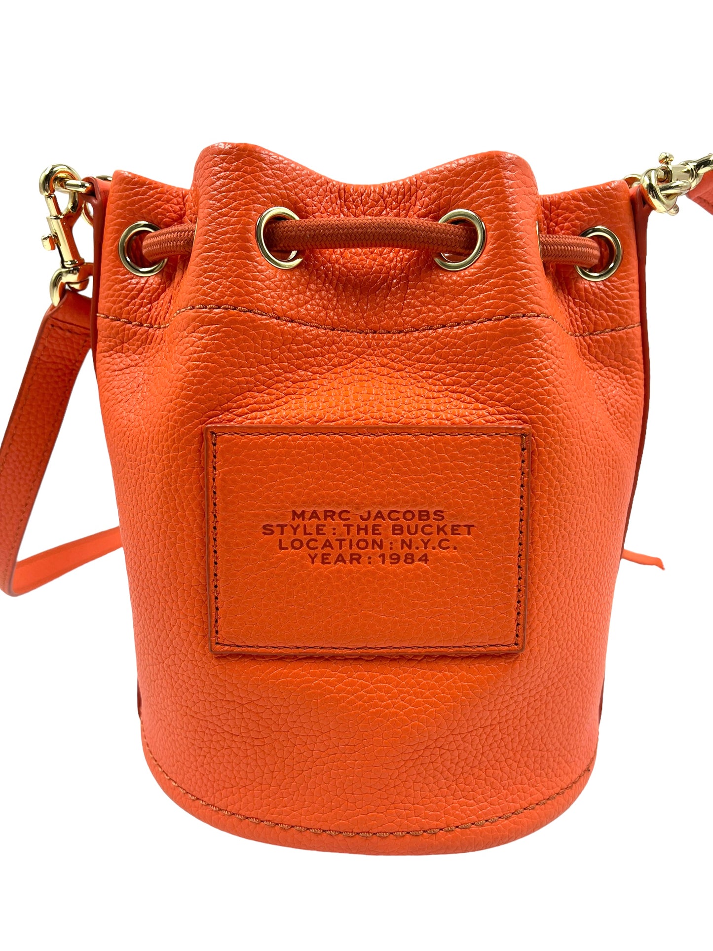 Marc Jacobs Electric Orange Leather 'The Bucket Bag' Shoulder Bag