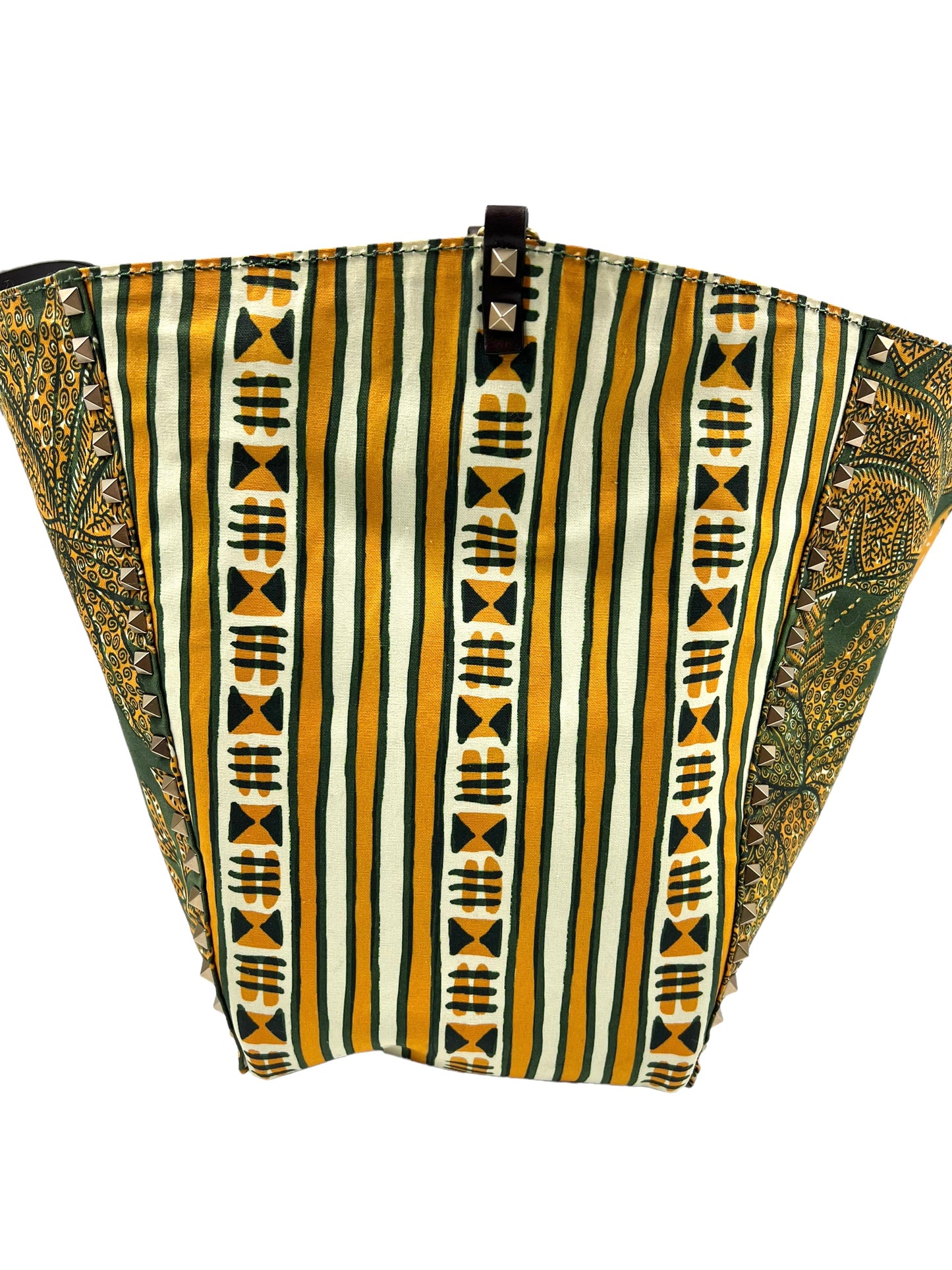 Valentino Garavani RARE Brown Leather Reversible Primitive Animal Elephant Studded Rockstud Tote