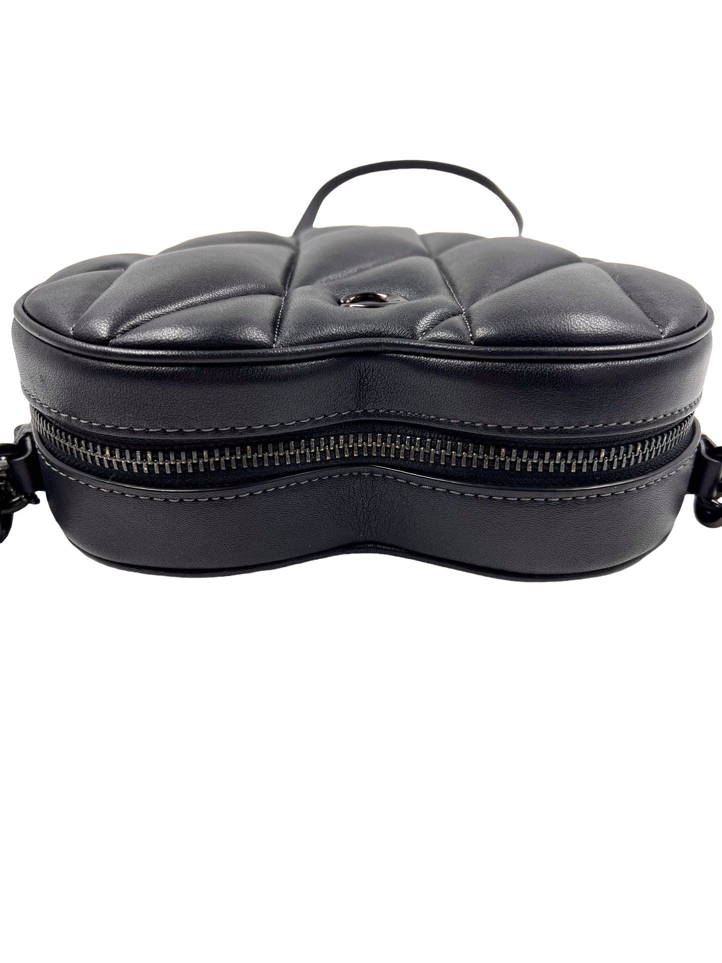 Coach Black Leather Quilted Heart Crossbody