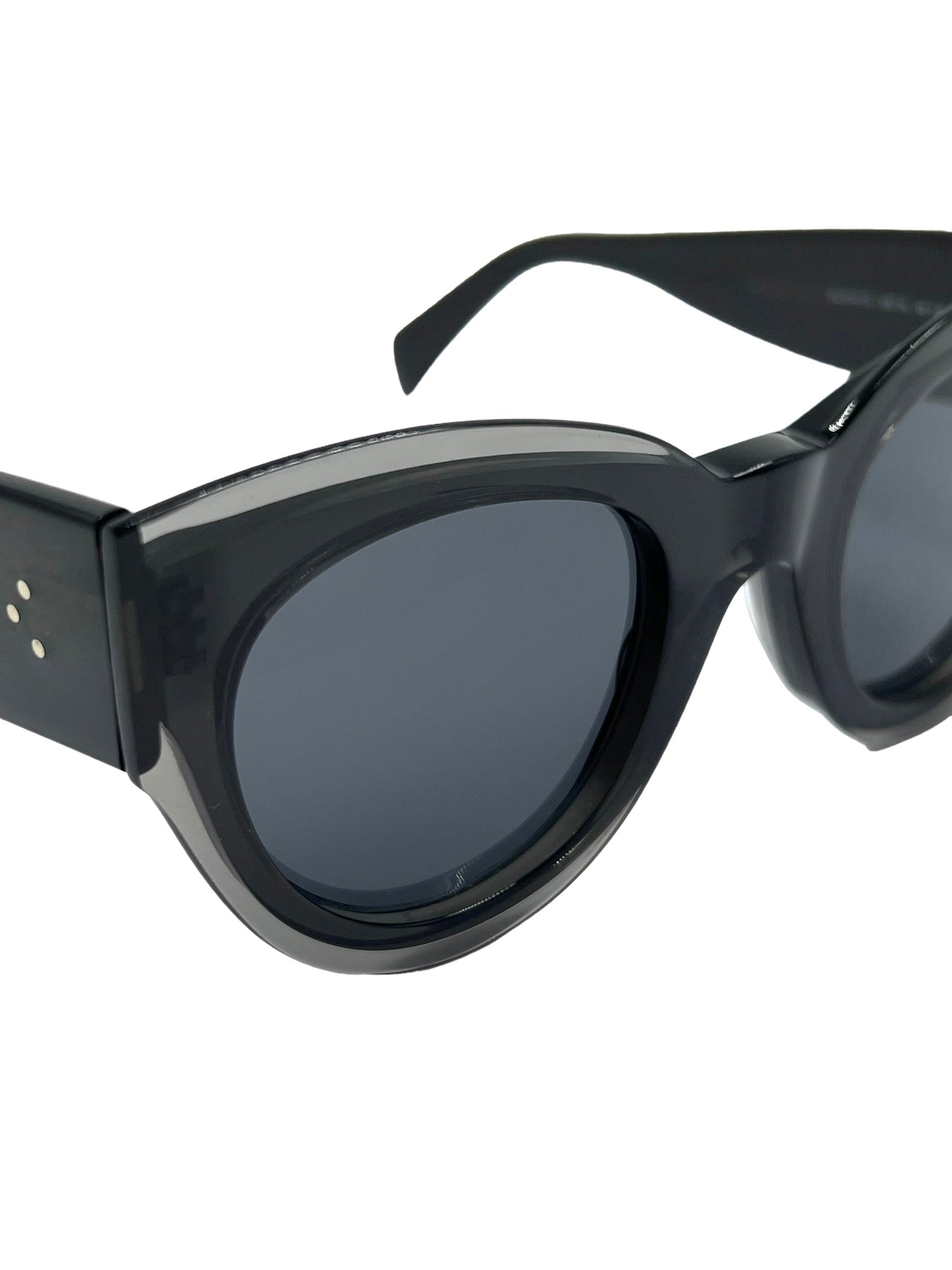 Celine CL41447/S Black Round Cat Eye Sunglasses