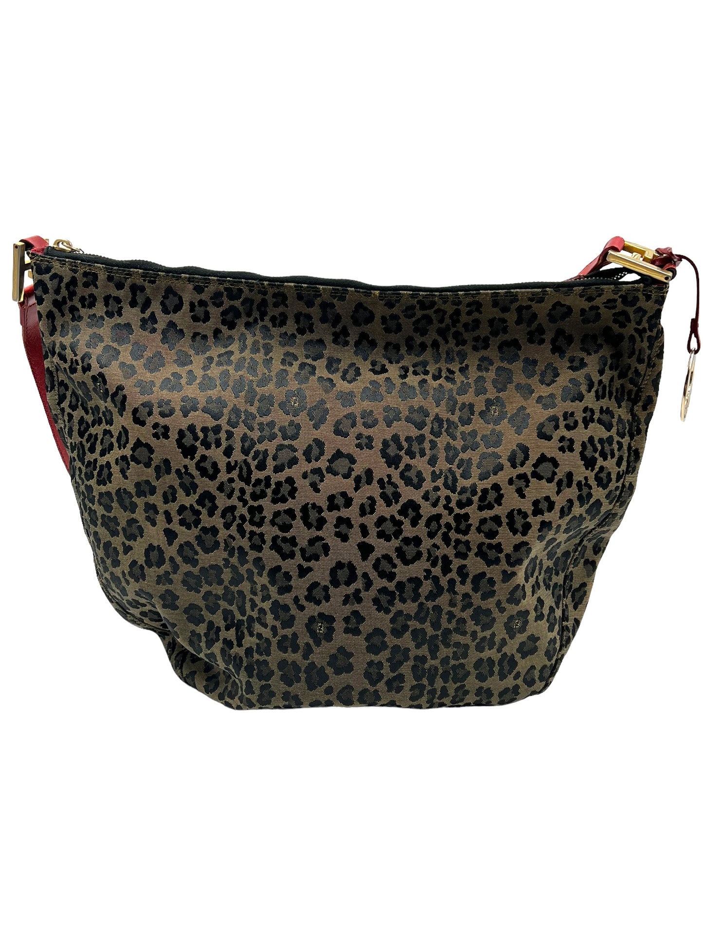 Fendi Vintage Cheetah Print Canvas Hobo Bag