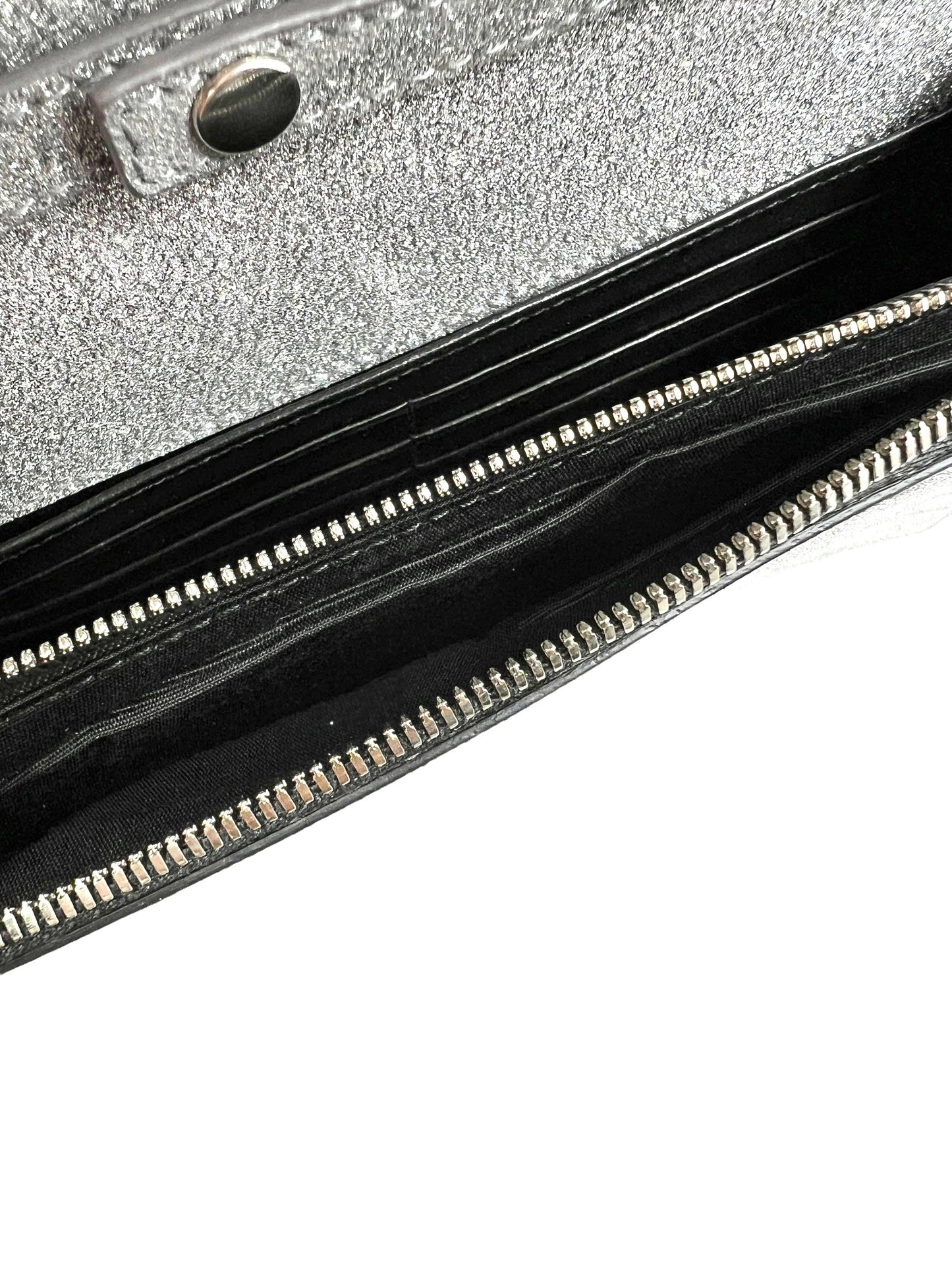 Balenciaga Silver Bb Chain Wallet Glitter Bag