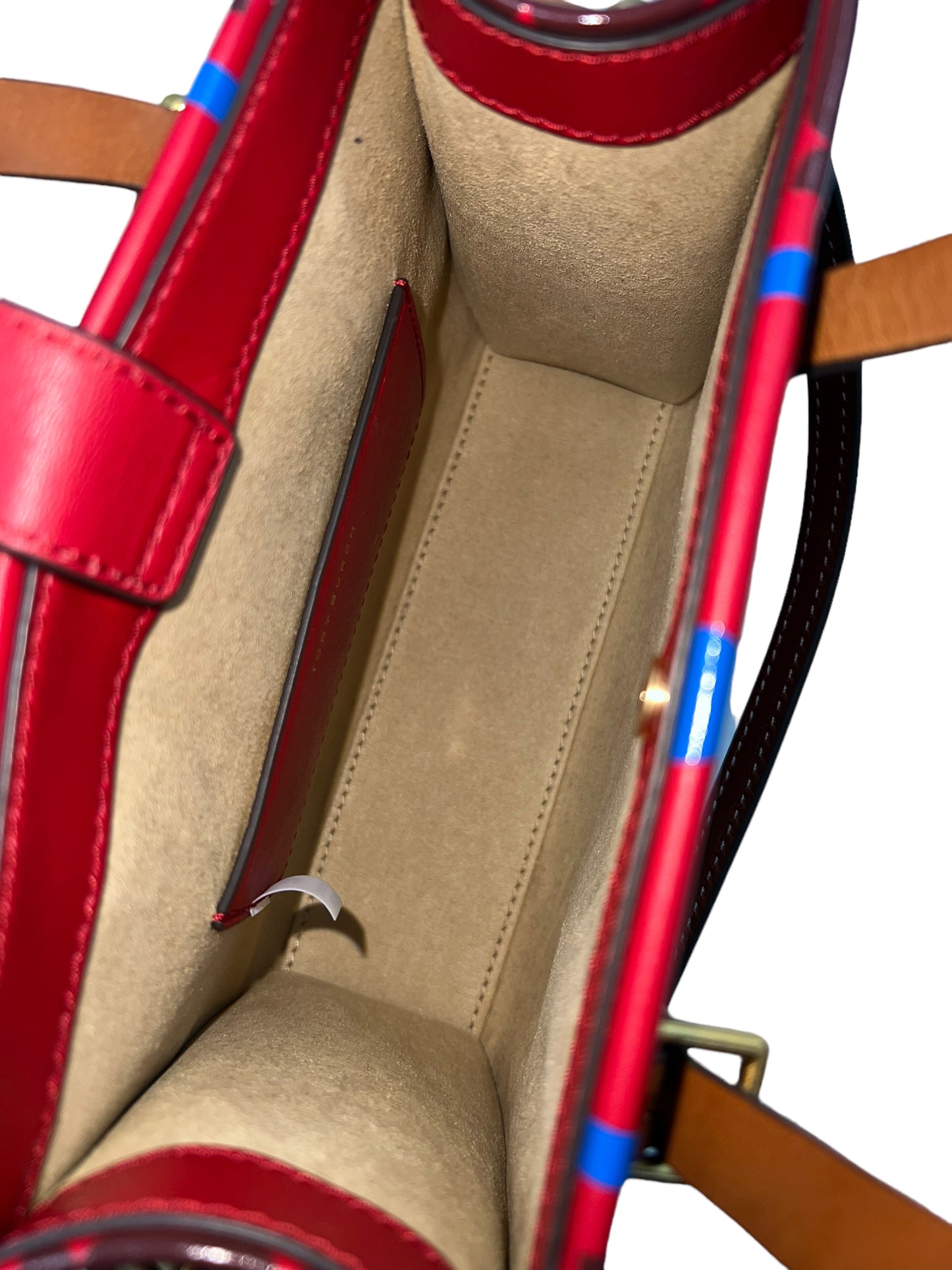 Tory Burch Mini T Leather Monogram Contrast Embossed Square Tote