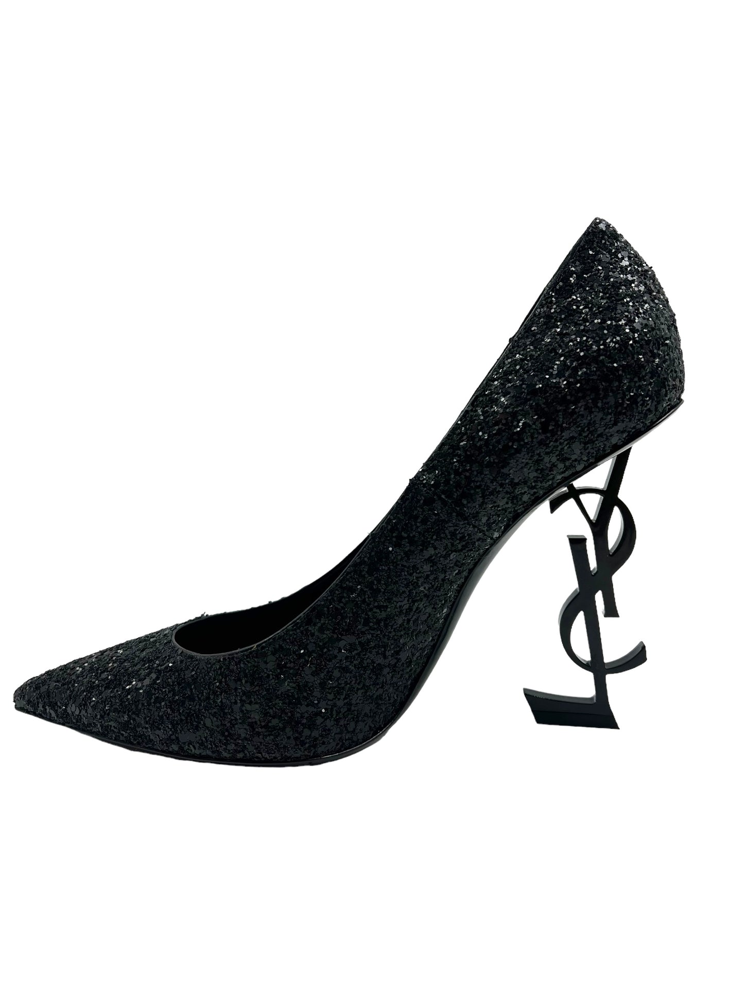 Saint Laurent Size 39 Black Glitter Opyum 110 Heels