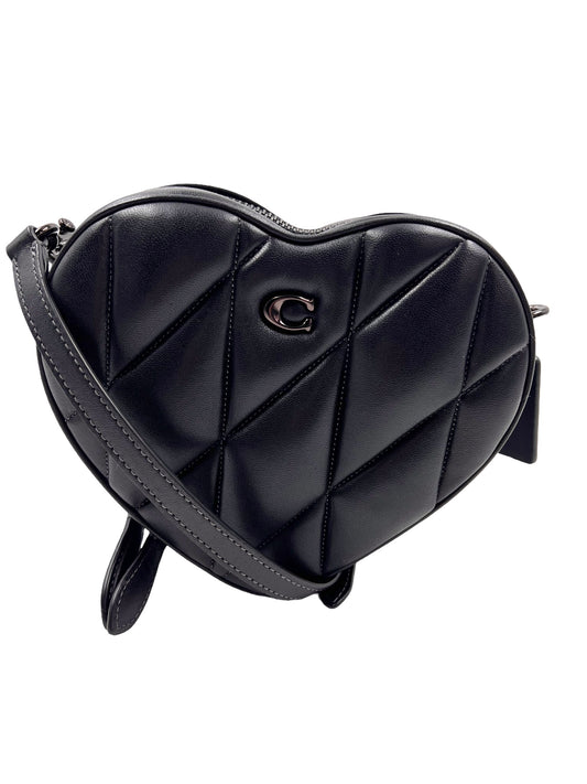 Coach Black Leather Quilted Heart Crossbody