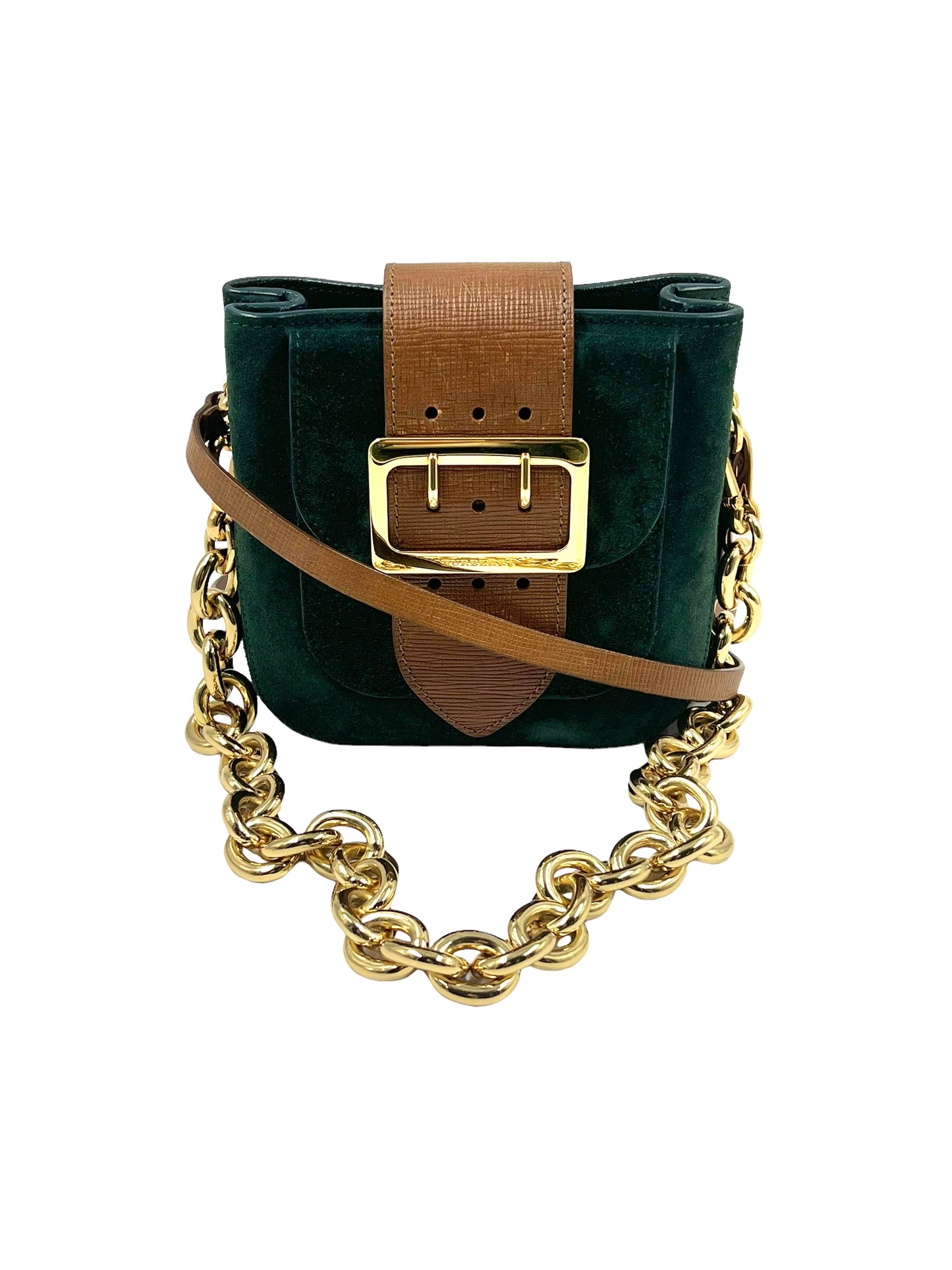 Burberry Green Suede The Belt Square Bag