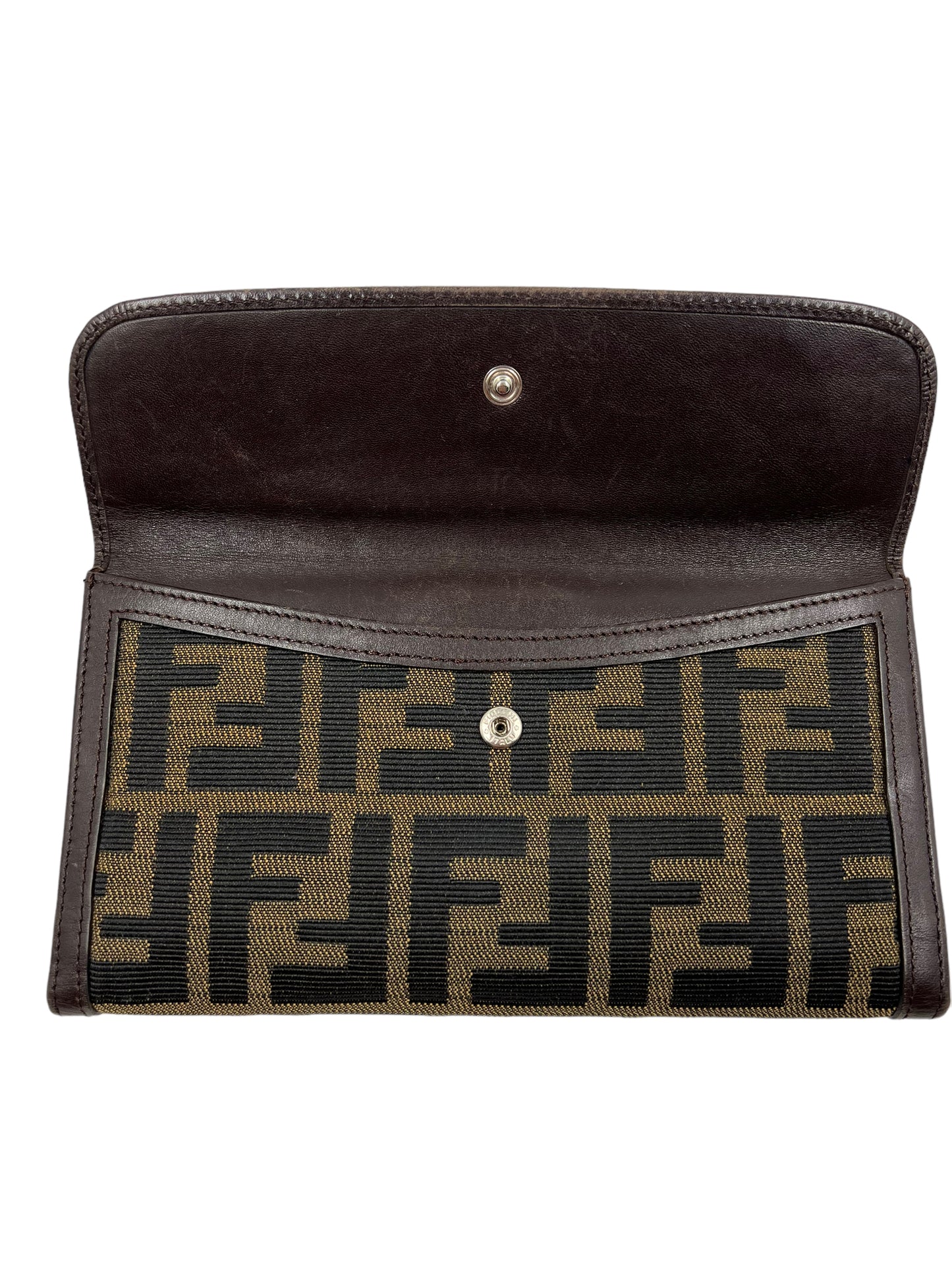 Fendi Zucca Print Canvas Leather Front Flap Wallet