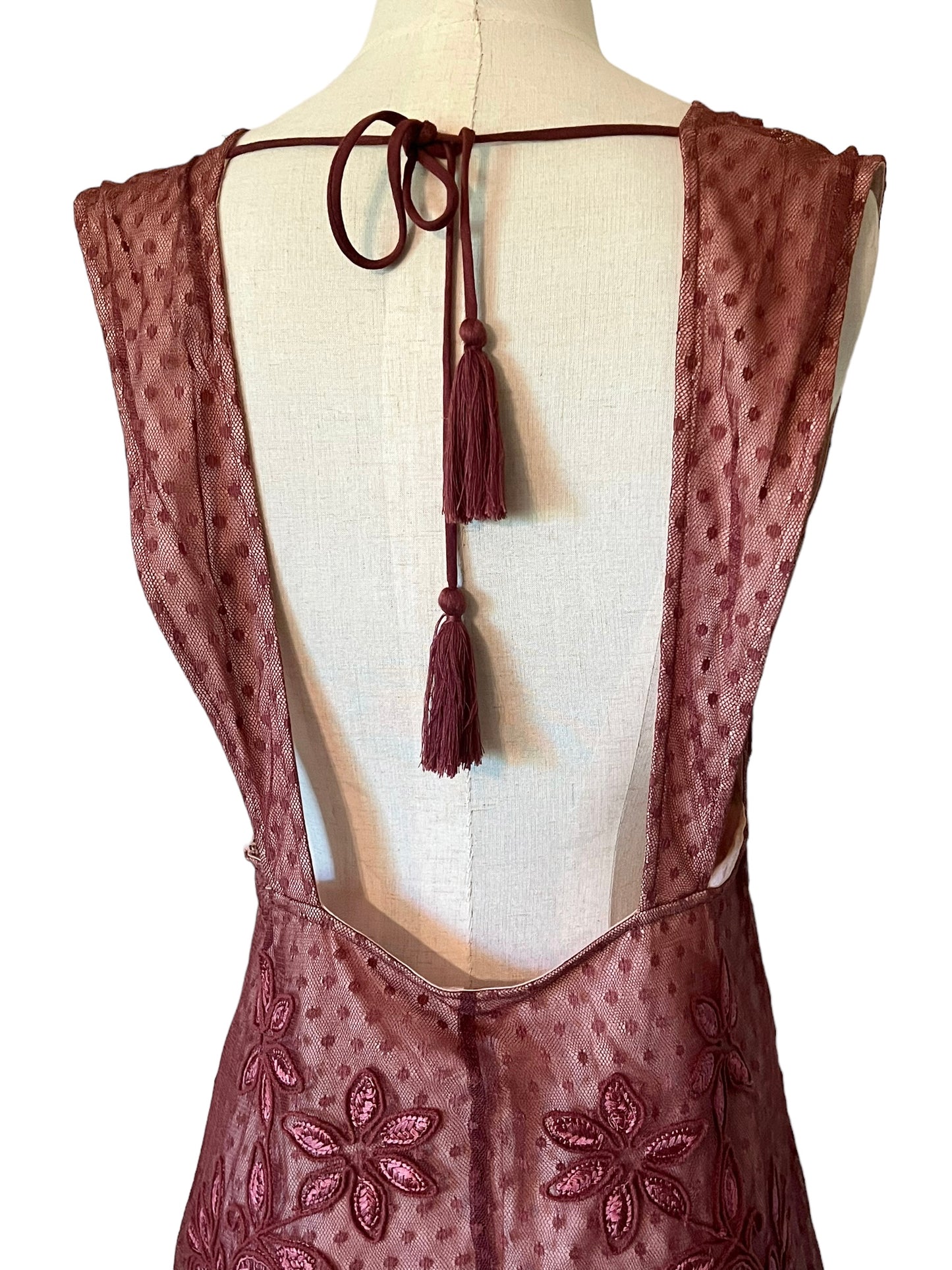 Free People Size L Sundown Mauve Lace Mini Dress