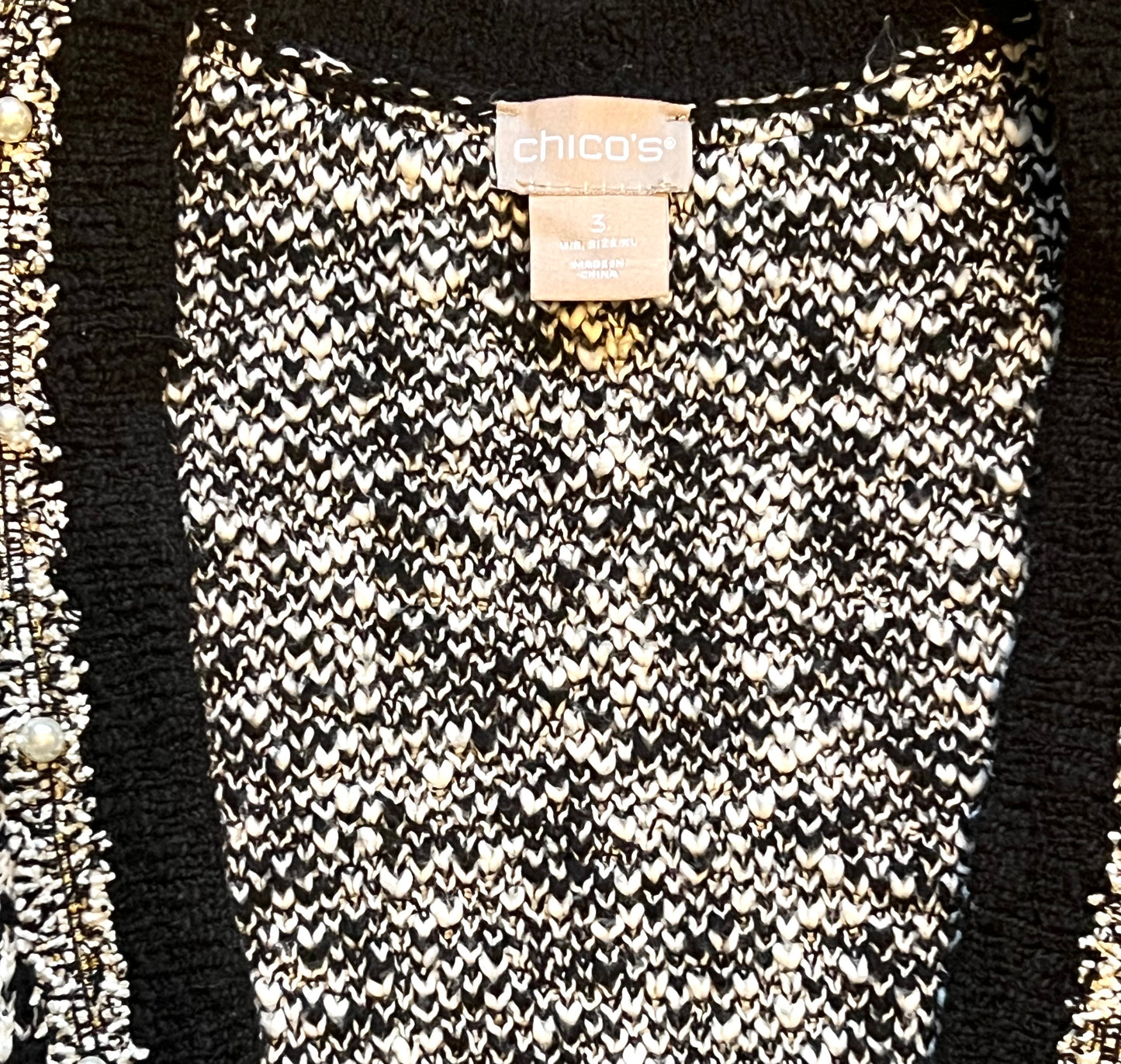 Chico's Size XL Black Tweed Cardigan