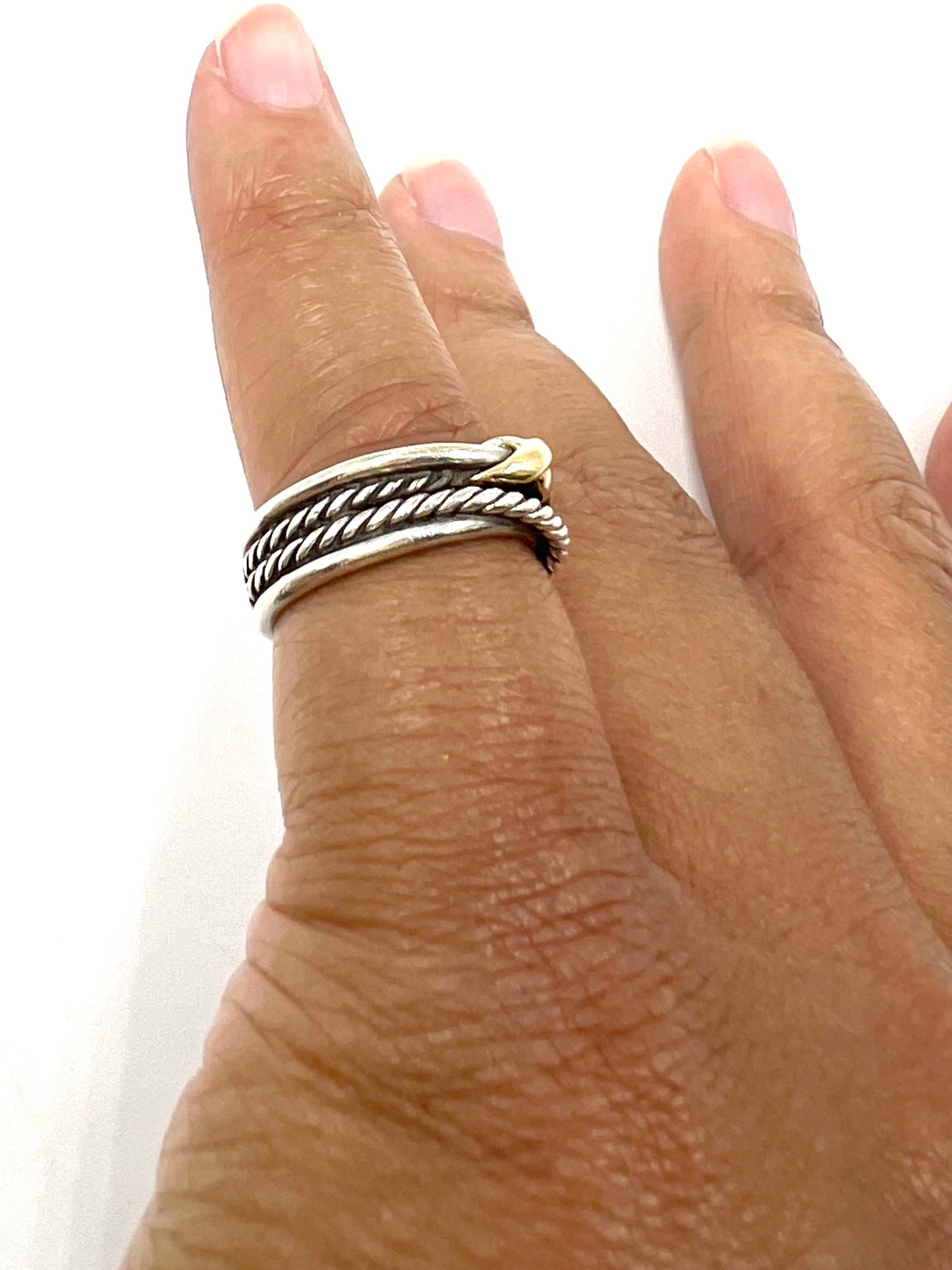 David Yurman Size 4.5 Sterling Silver 6mm X Crossover Band Ring